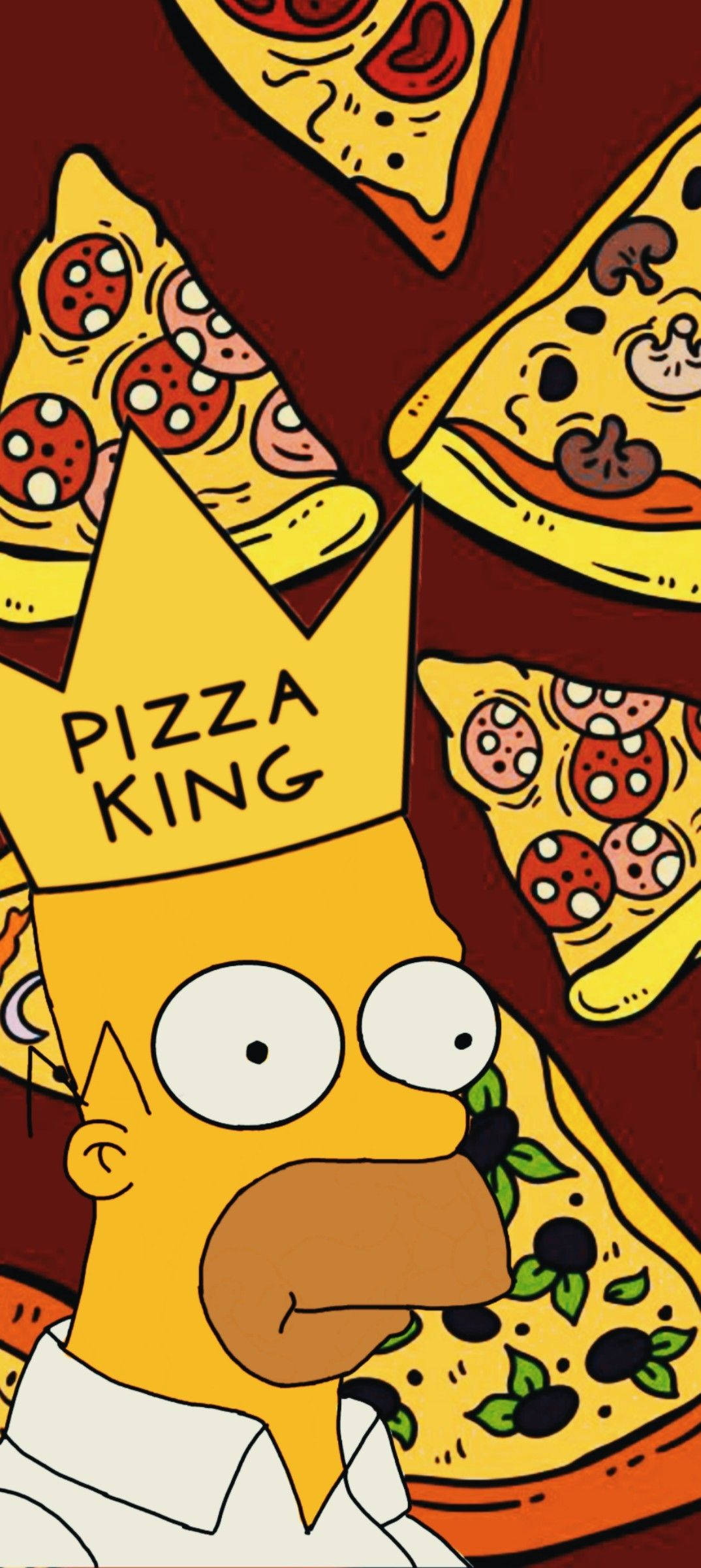 Homer Simpson Pizza Koning Muurpapier