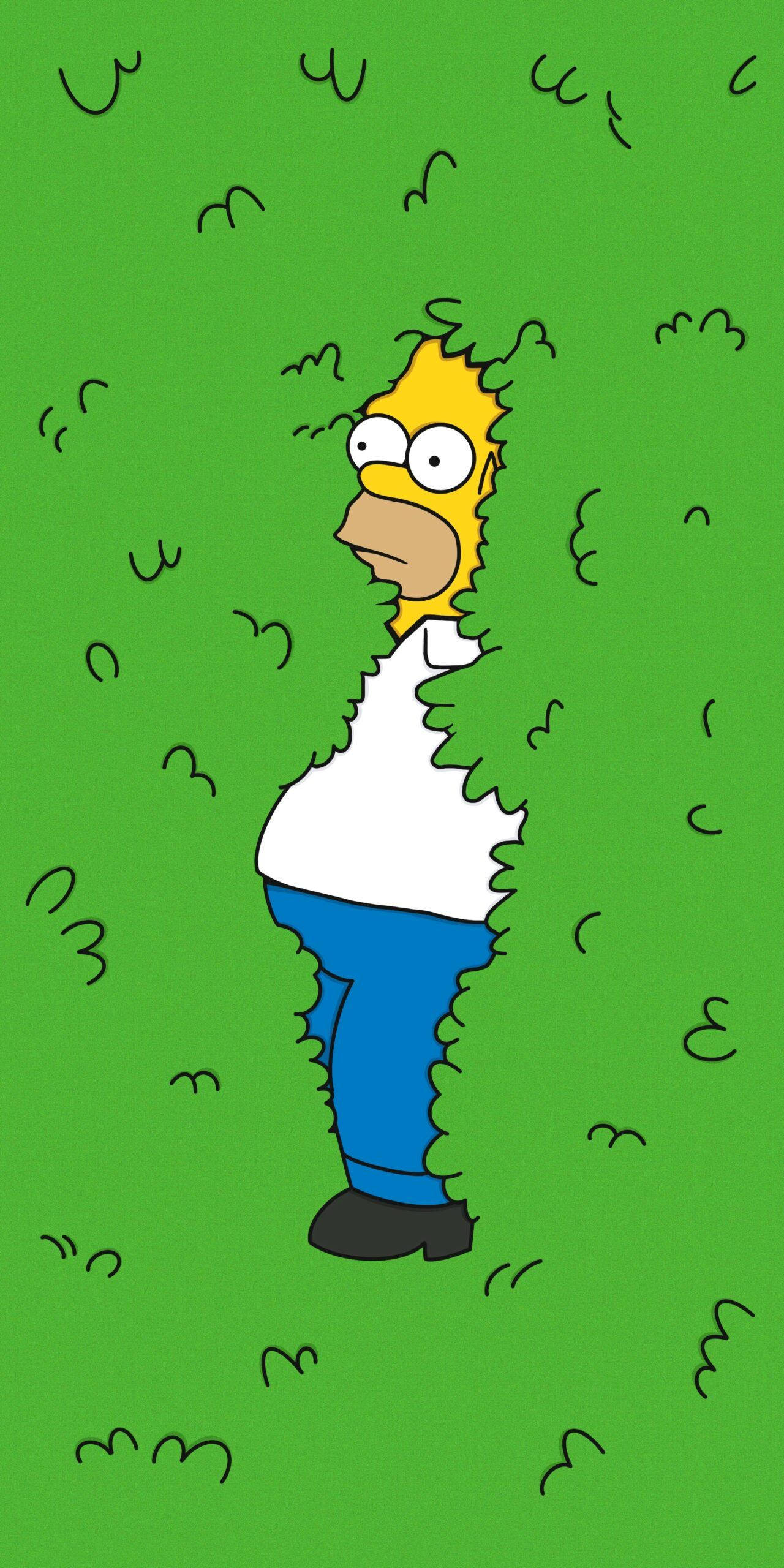 Homer Simpson Skoppens In Die Bos Muurpapier