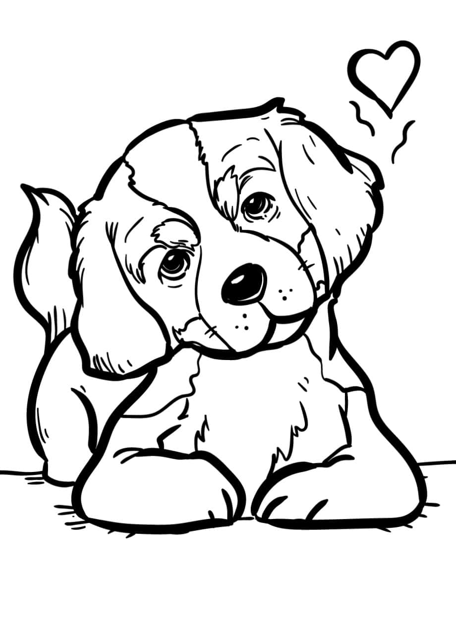 Hond Oulike Hart Kleurprentjie Muurpapier