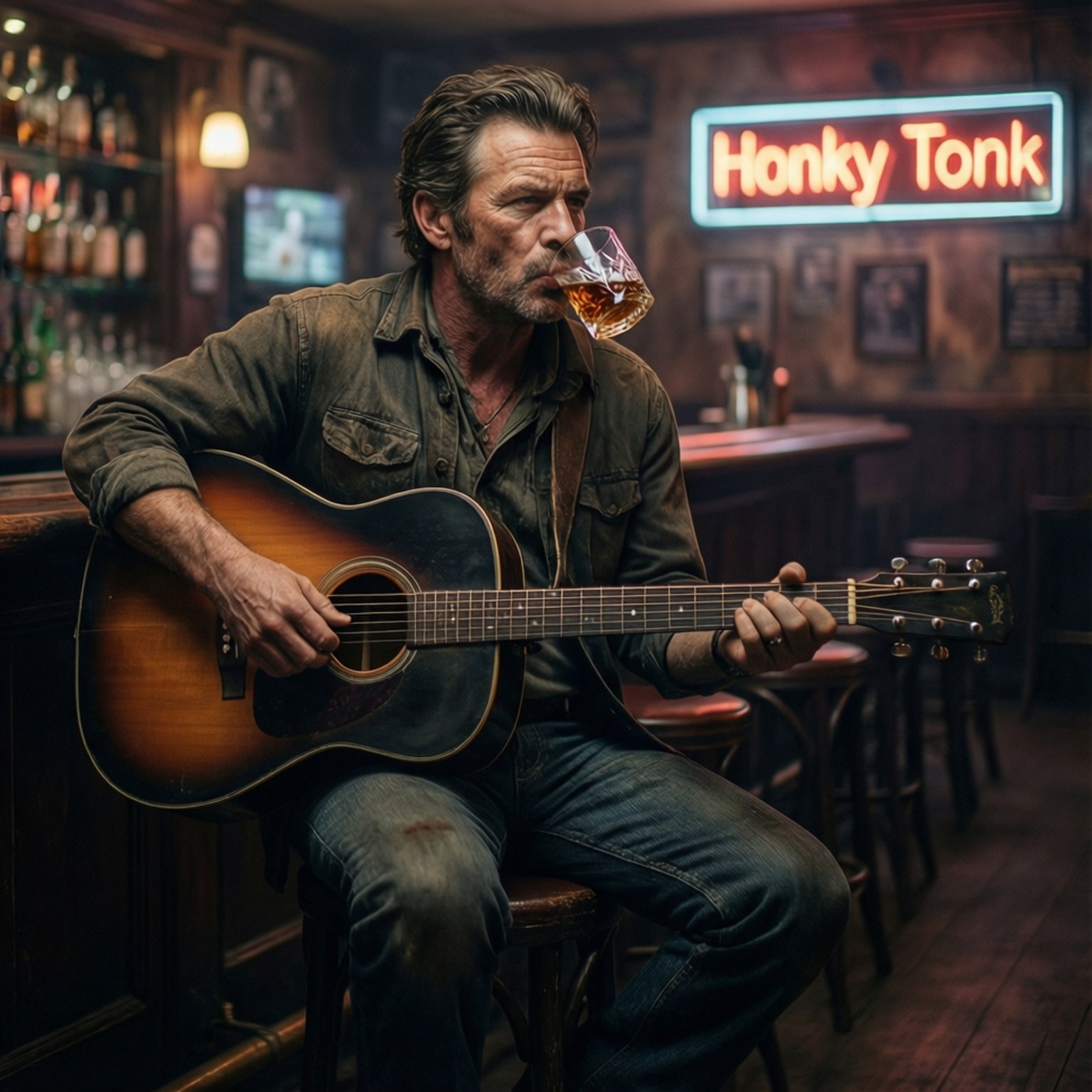 Honky Tonk Kroegtoneel Muurpapier