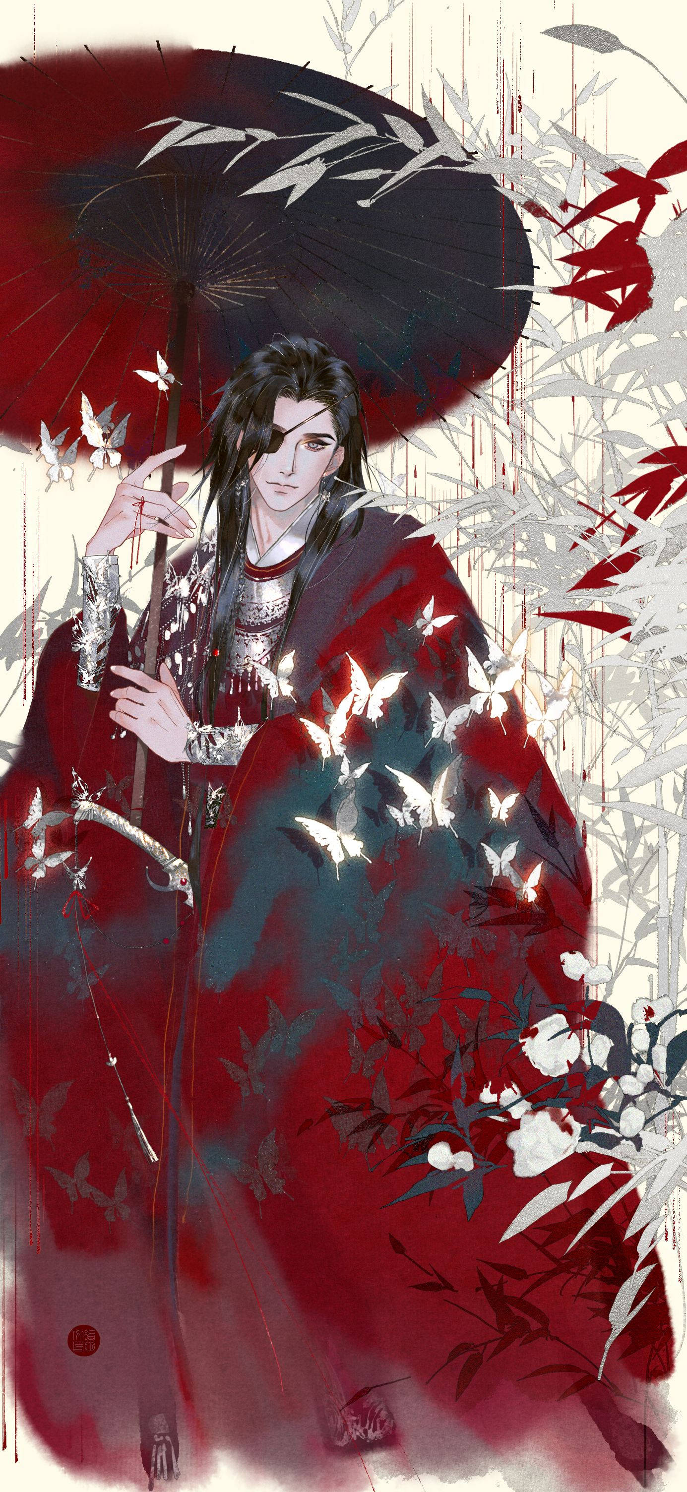 Hua Cheng Rooi Kuns Muurpapier