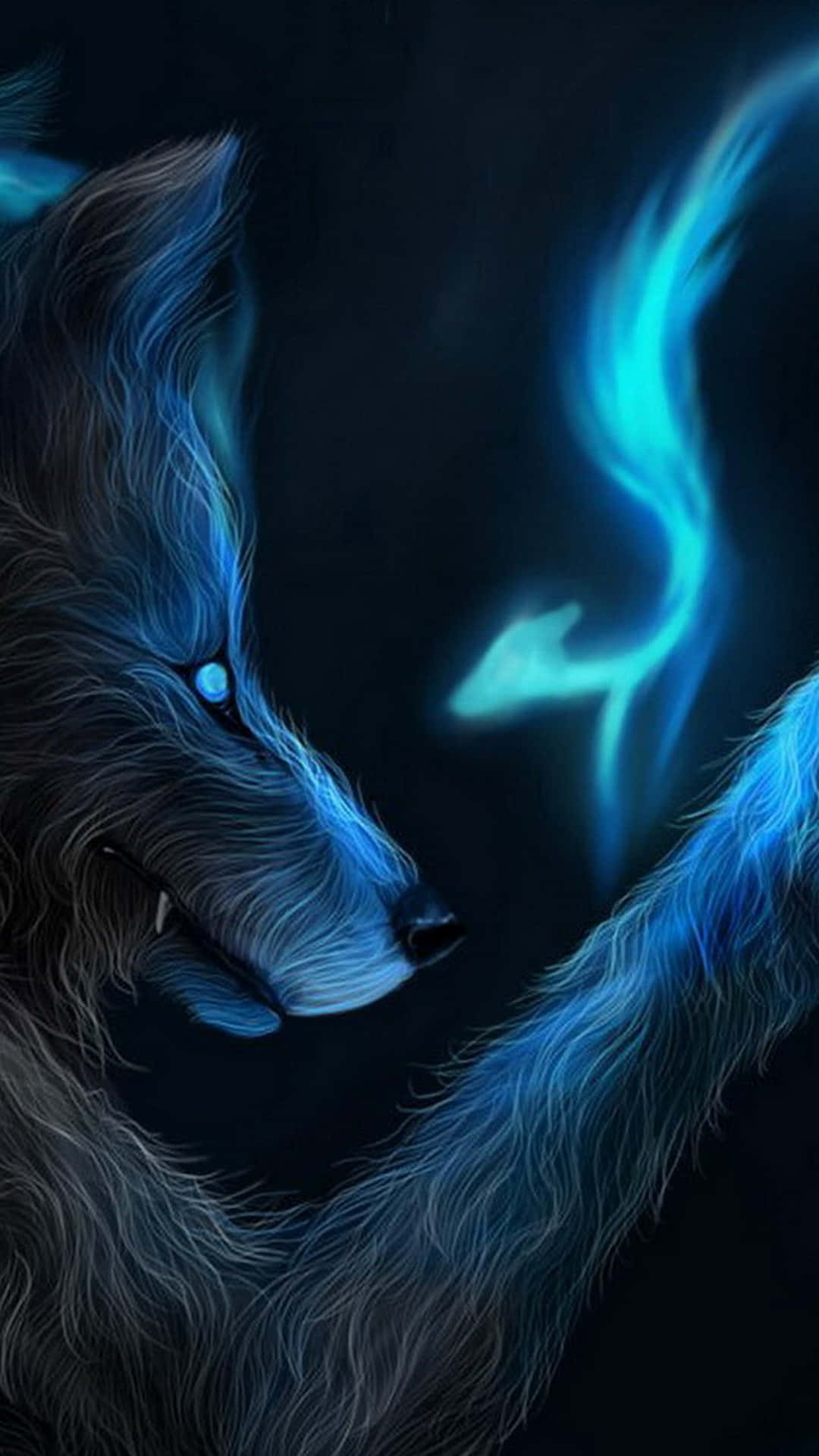 Huil na die Maan met Koel Wolf Muurpapier