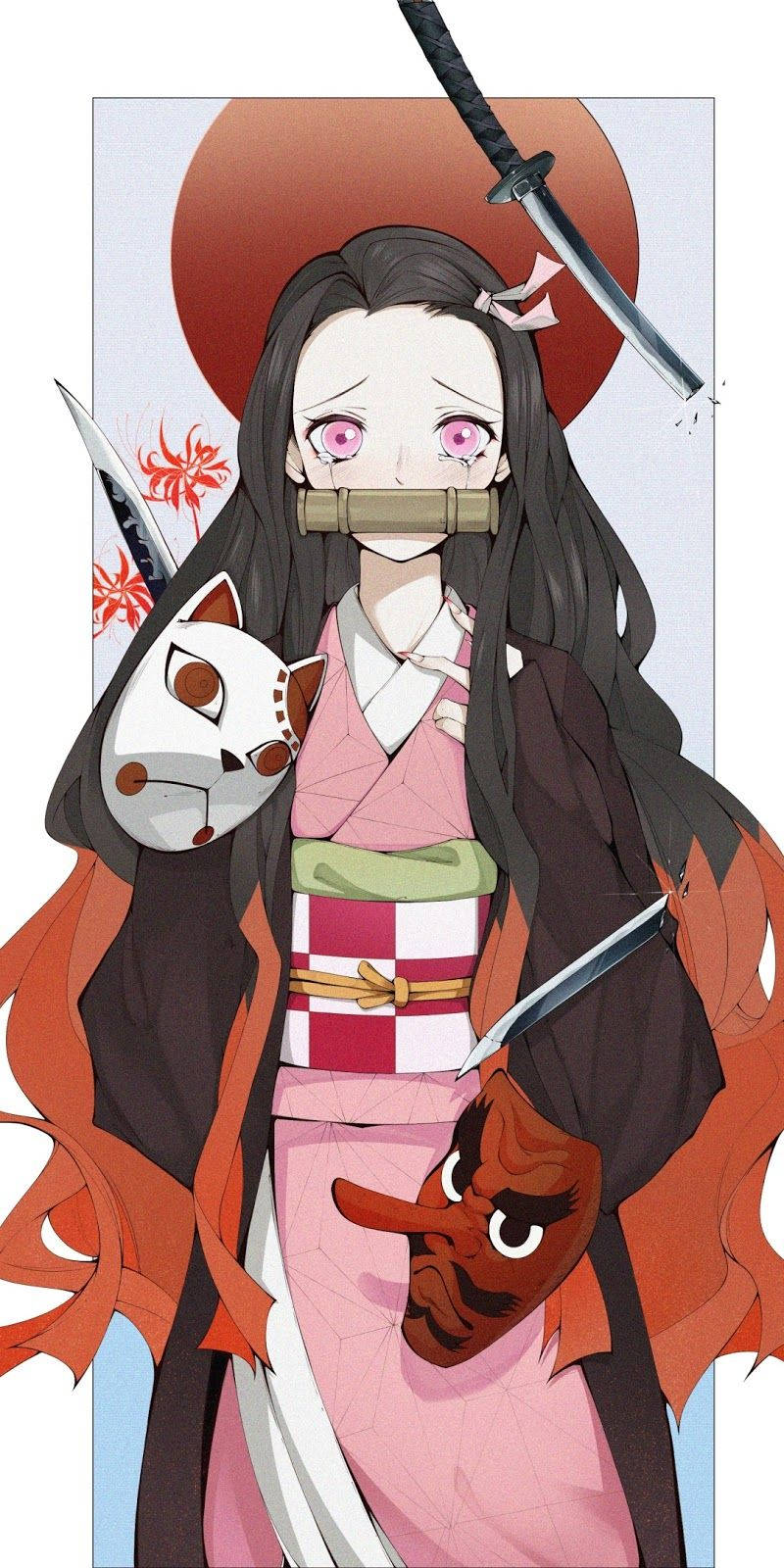 Huilende Demon Slayer Nezuko Muurpapier