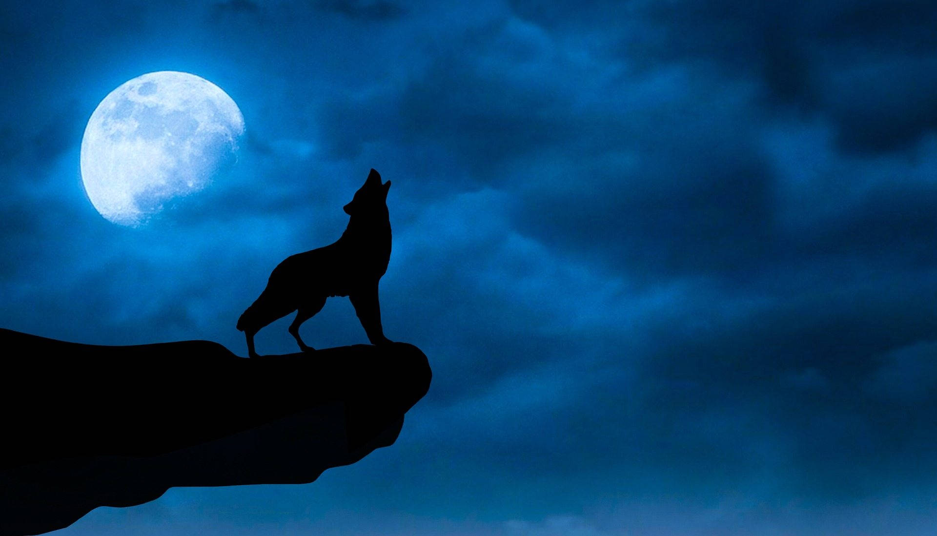 Huilende Wolf en Galaksiemaan Muurpapier