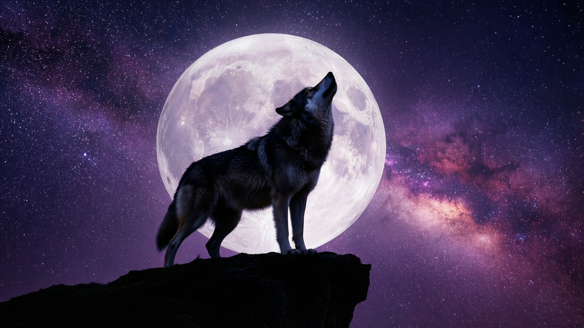 Huilende Wolf Maan Muurpapier