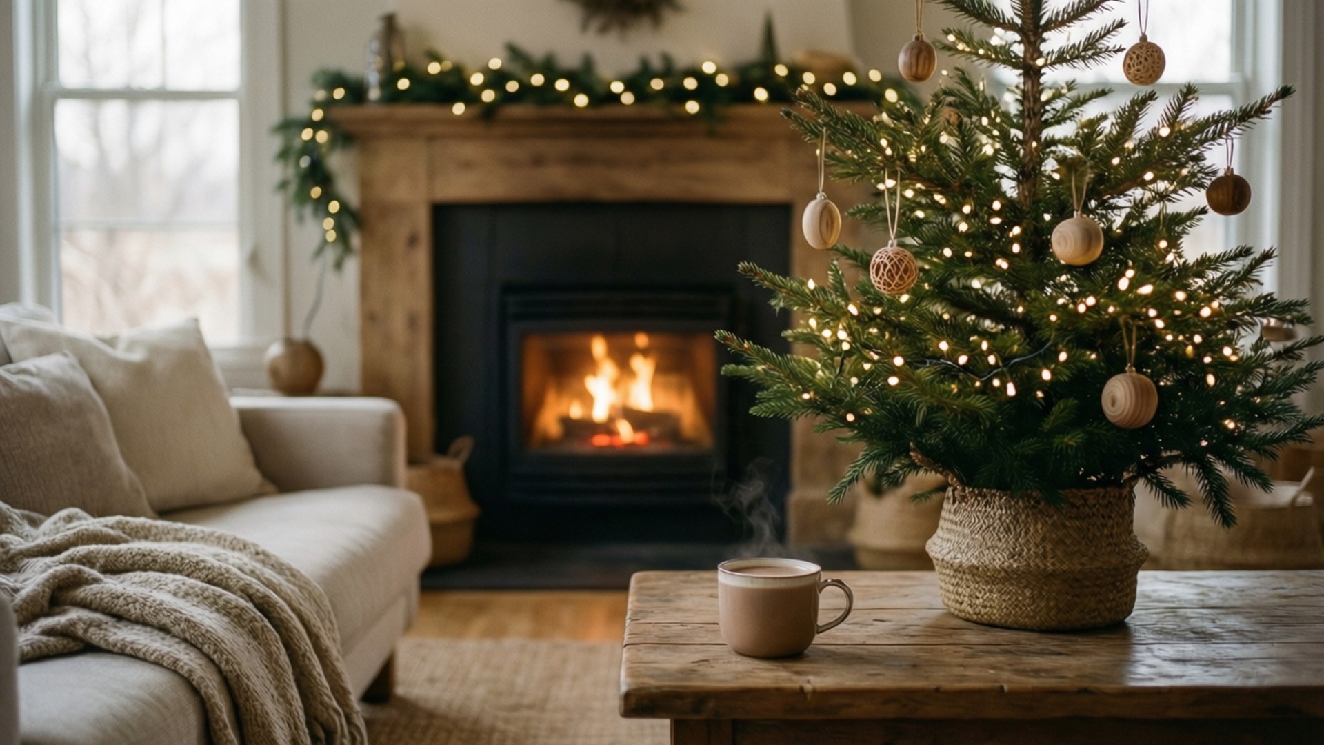 Hygge Kersfees Sitkamer Muurpapier