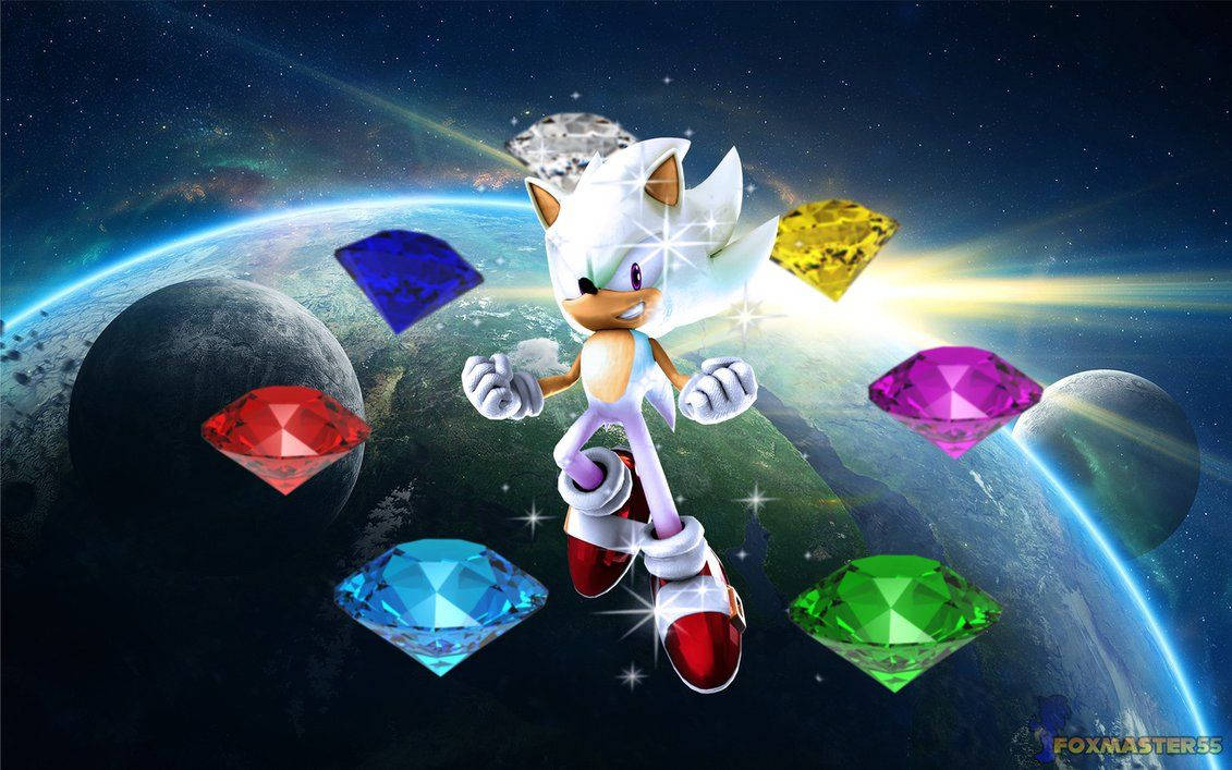 Hyper Sonic-agtergrond en die sewe Super-juwele in die sterrestelsel.