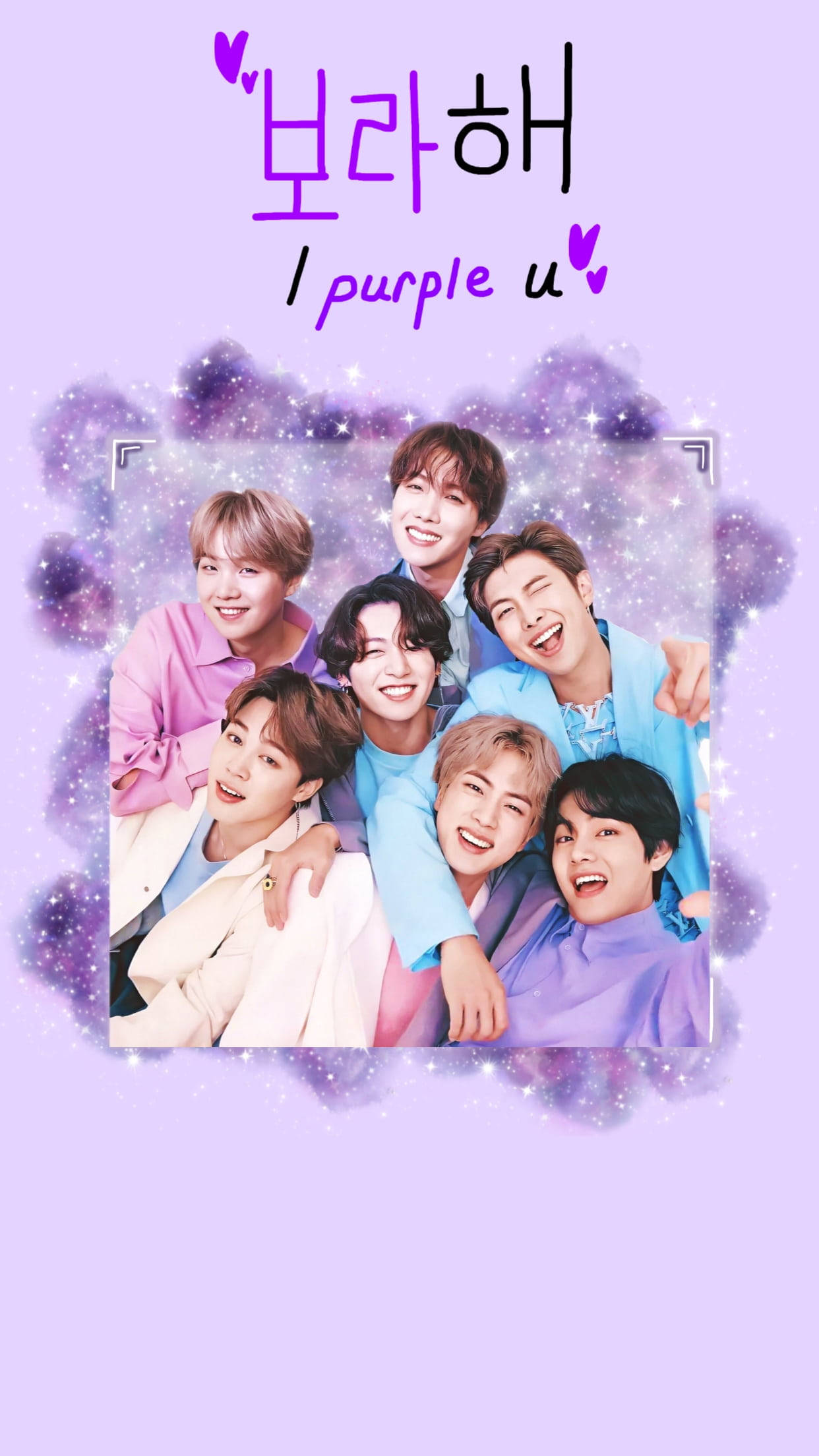 I Purple You Met Glimlaggende BTS Muurpapier