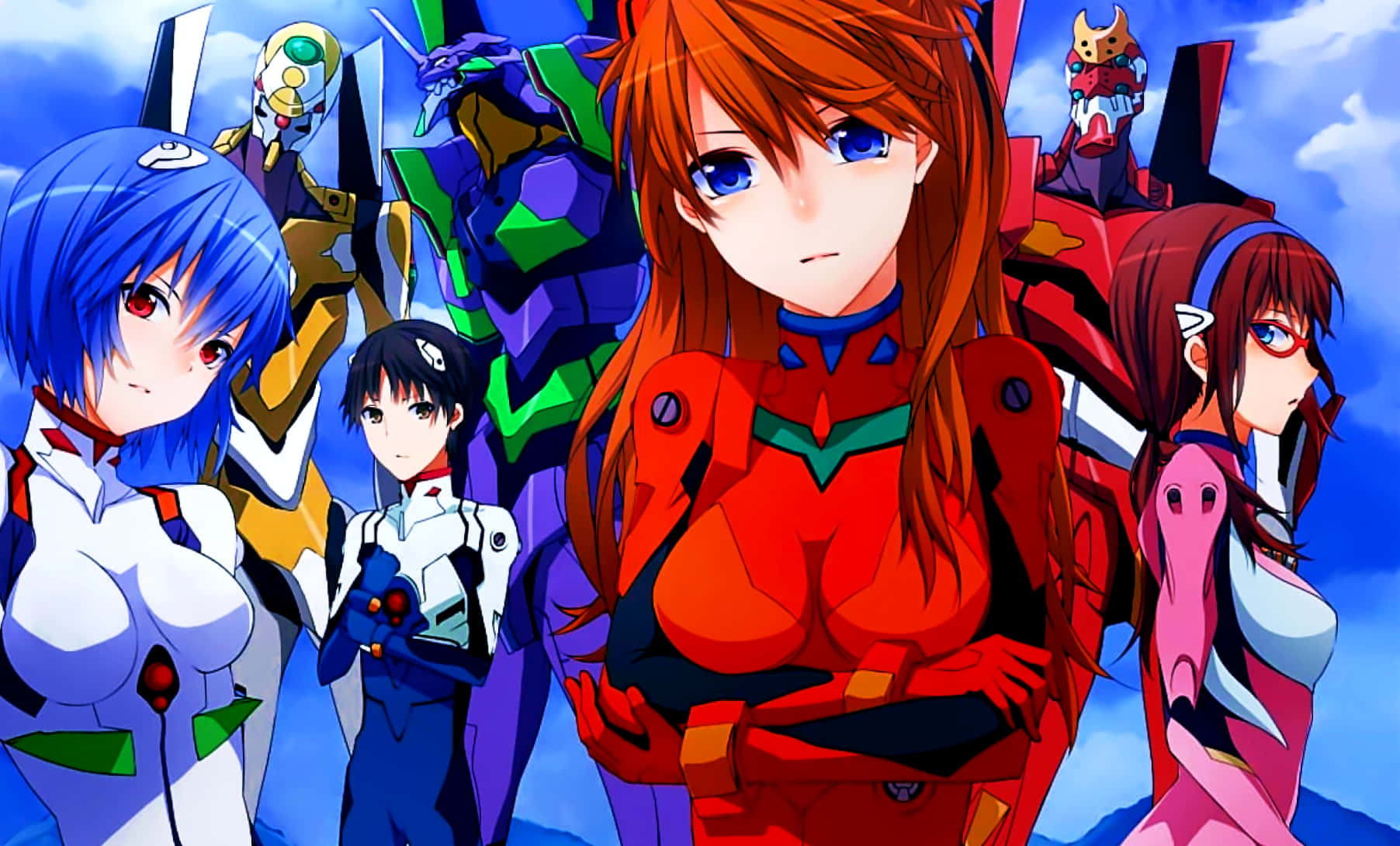 Ikoniese Oomblik uit die Gewilde Anime-reeks, Neon Genesis Evangelion Muurpapier