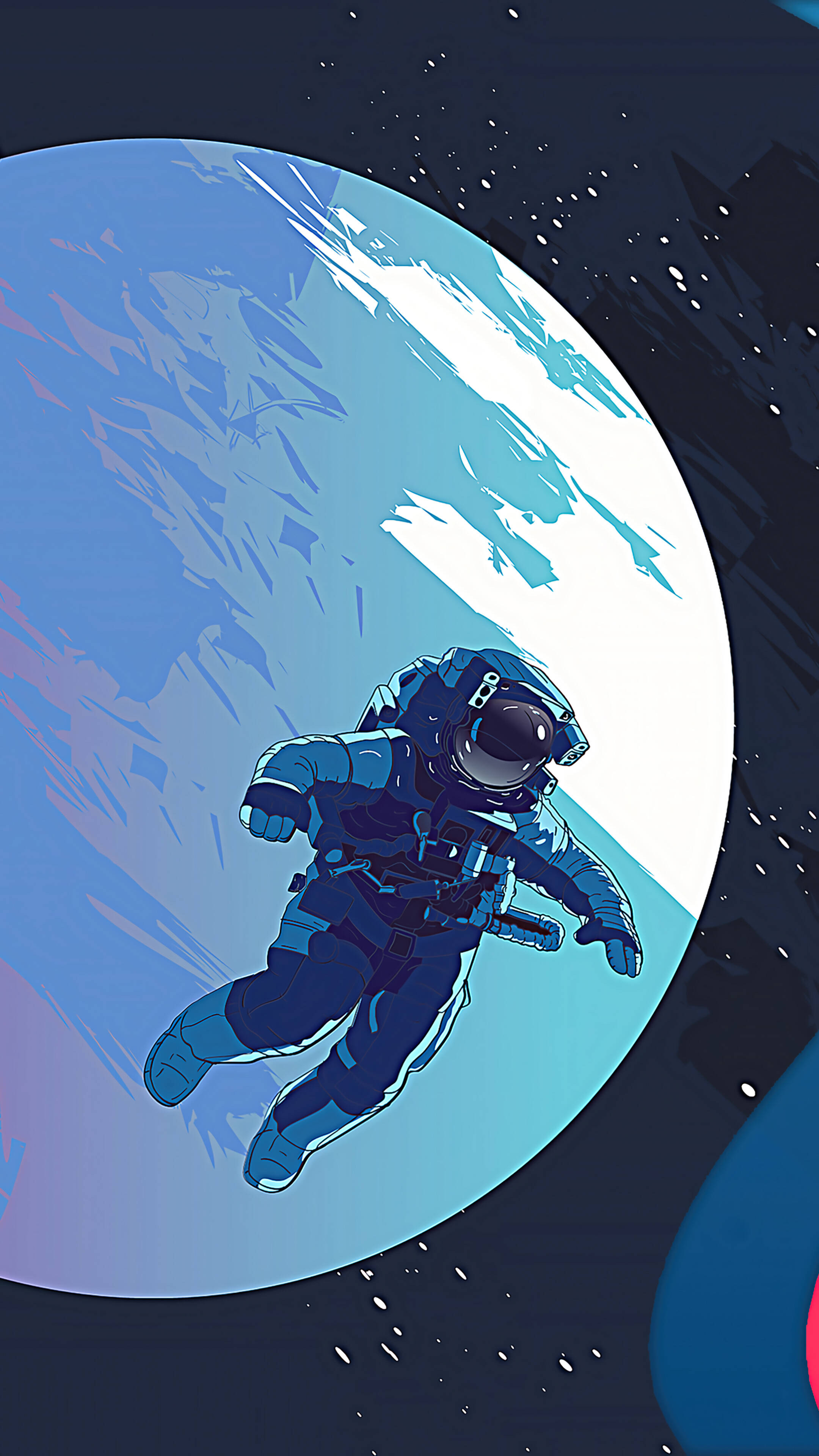 Illustrasie in die Ruimte 4K Foon Muurpapier