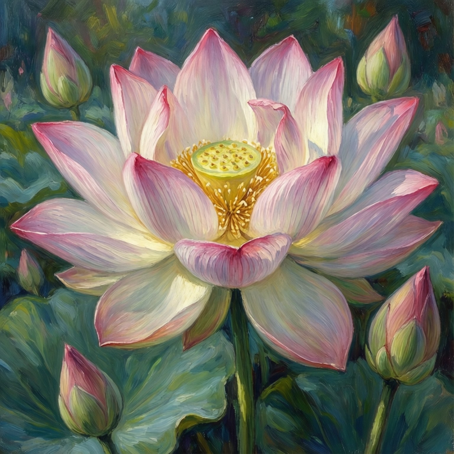 Impressionistiese Lotus Muurpapier