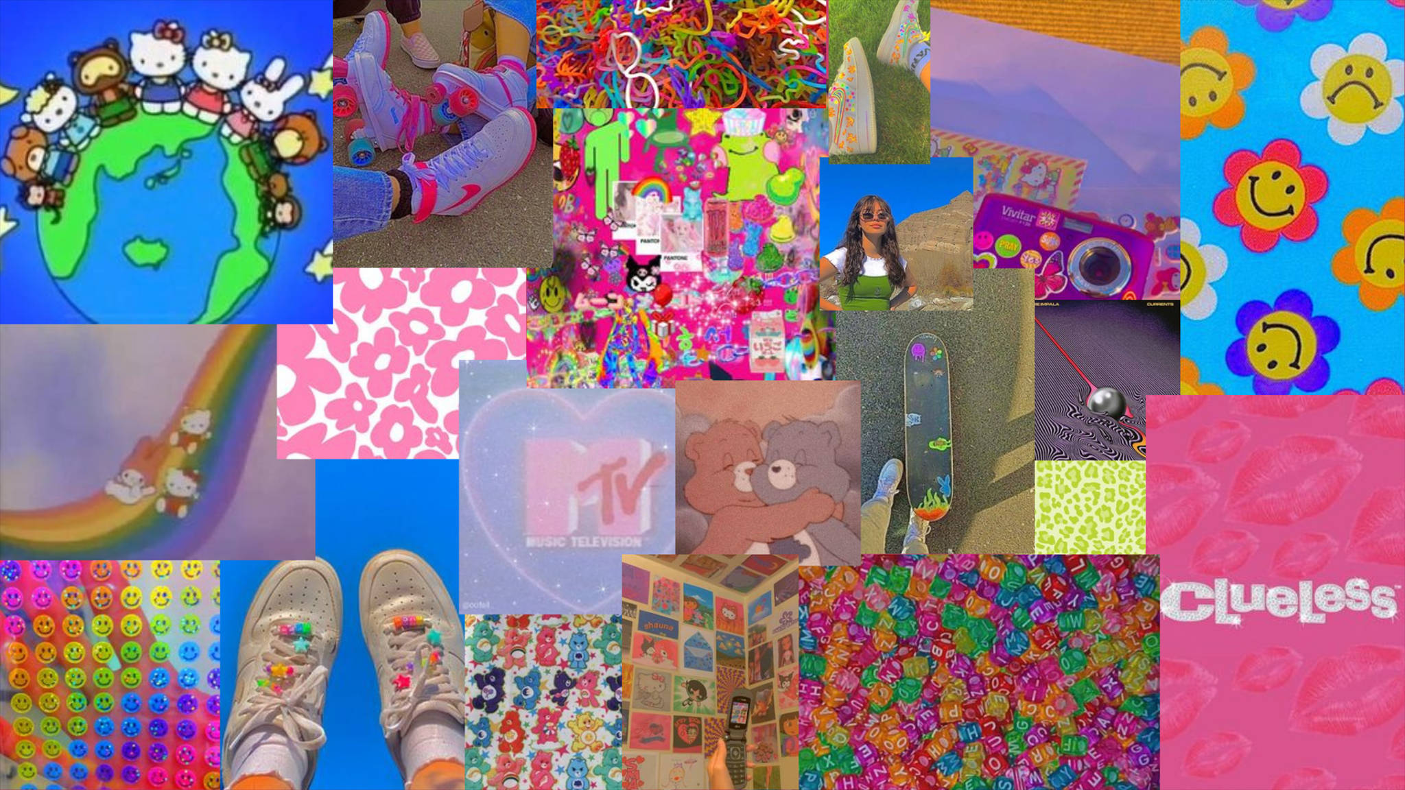 Indie Aesthetic Kinderkollasie Muurpapier