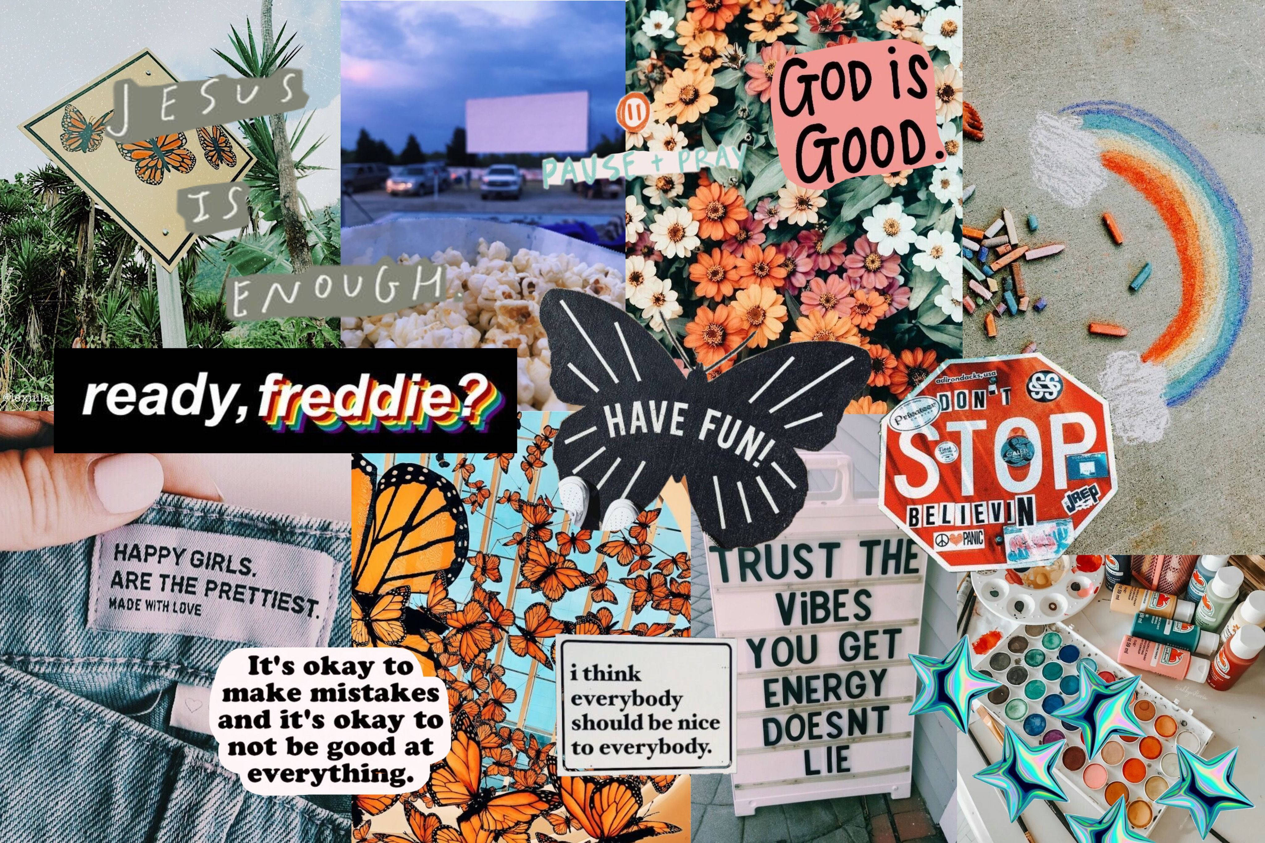Indie Estetiese Skootrekenaar Aanhalingstekens Collage Muurpapier