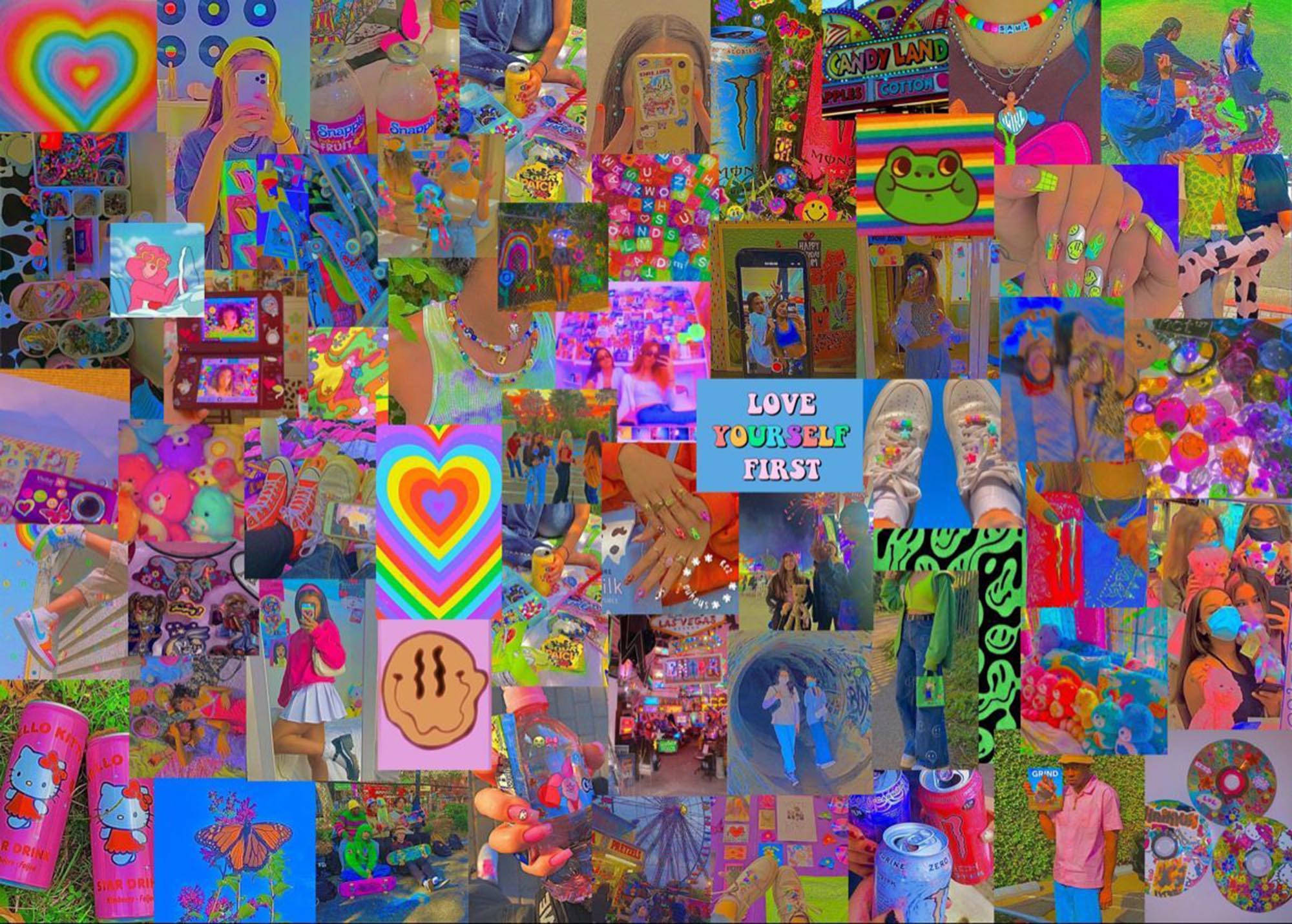 Indie Estetiese Selfliefde Collage Muurpapier