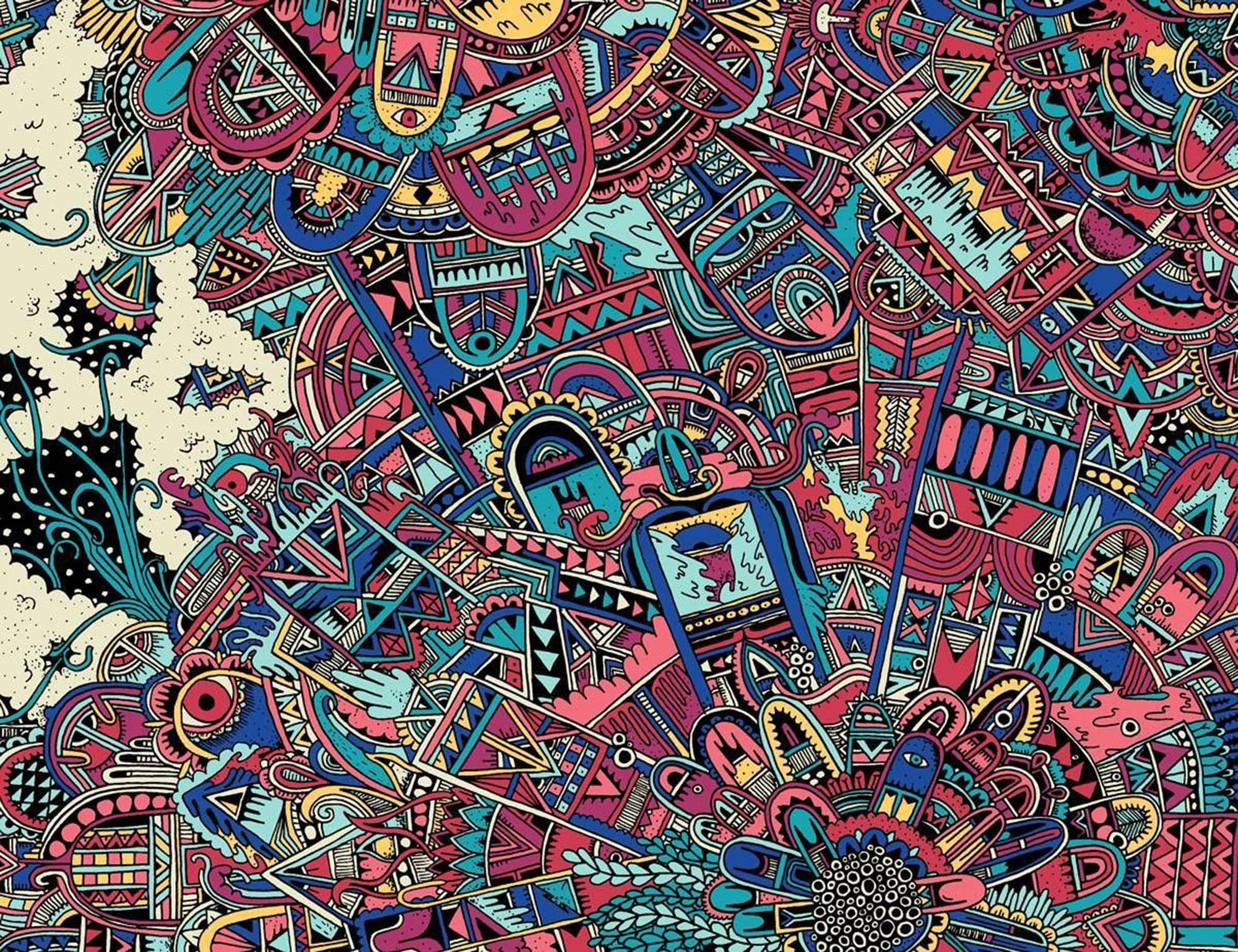 Indie Estetiese Abstrakte Grafika Muurpapier