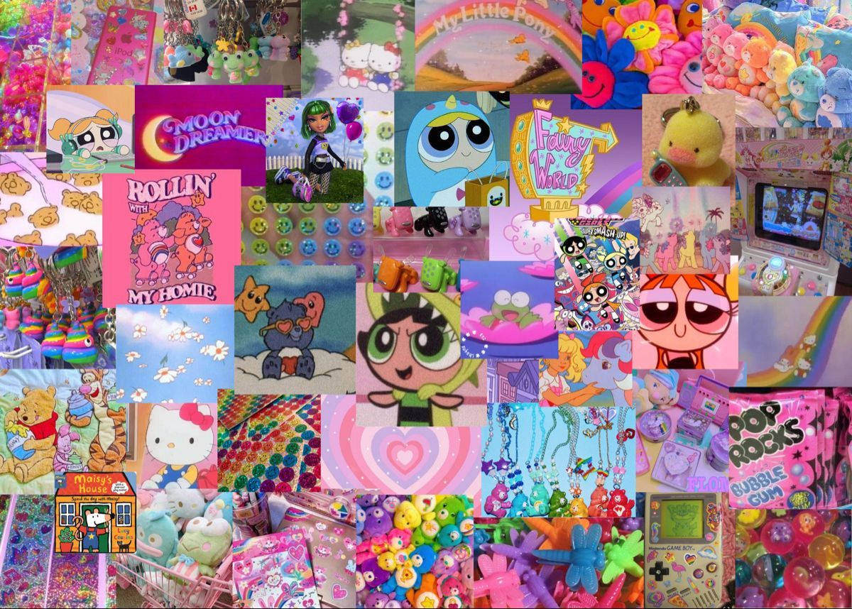 Indie Estetiese Skoon Collage Skuifblad Muurpapier