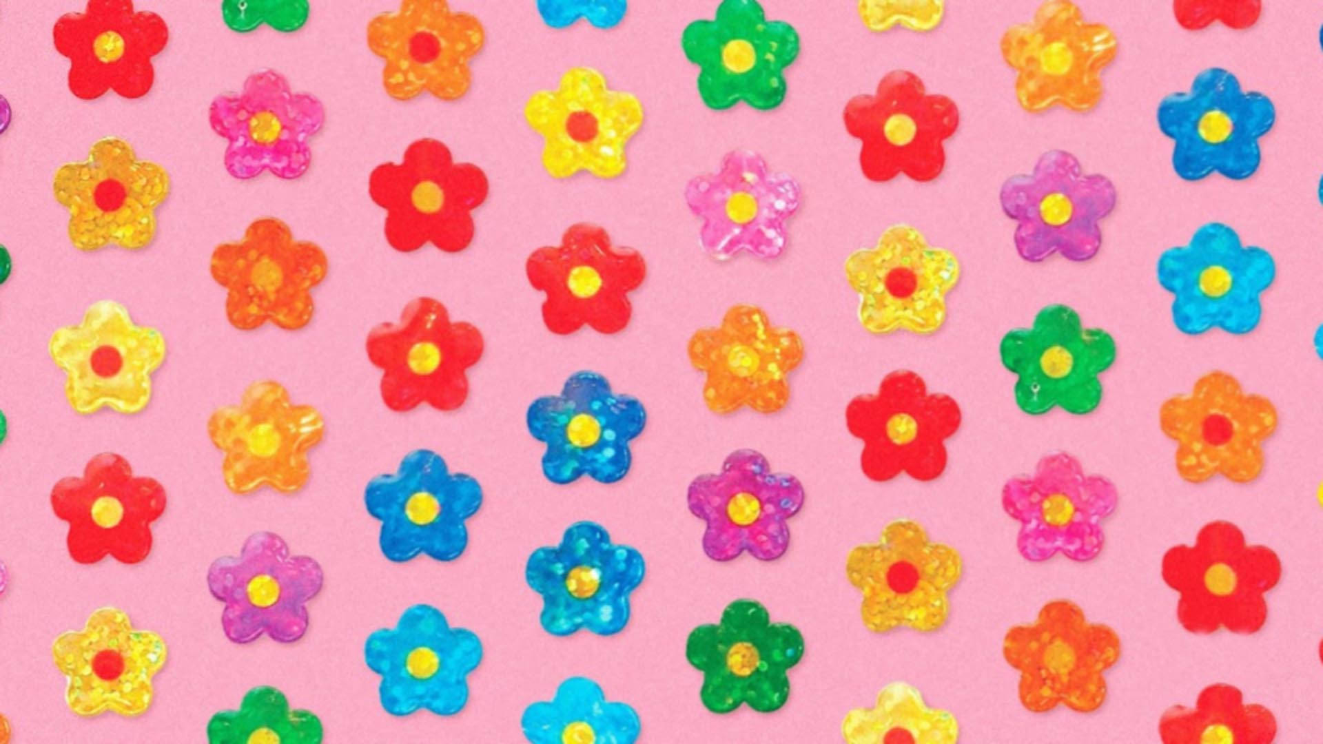 Indie Estetiese Kleurvolle Blomme Muurpapier