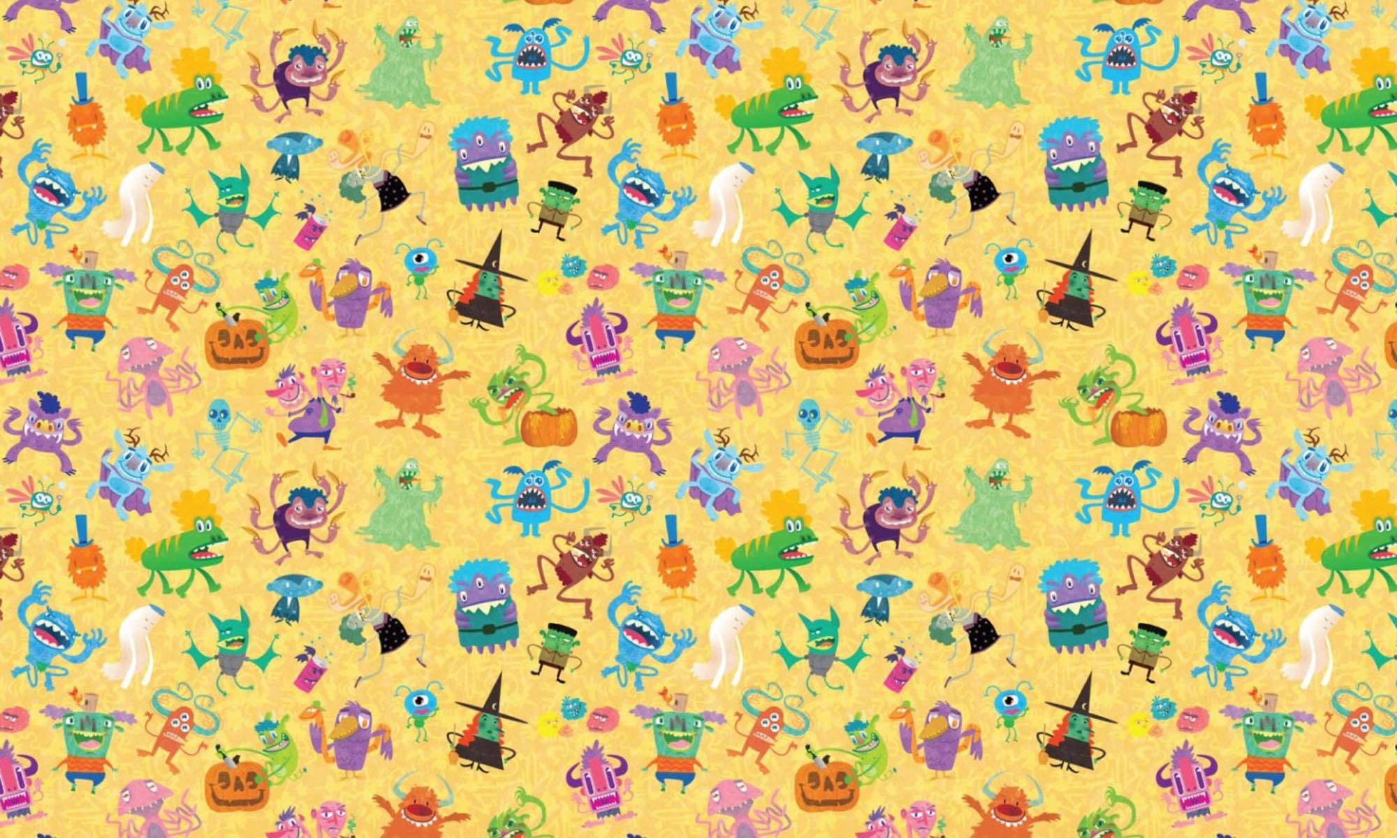 Indie Estetiese Tekenprent Monsters Muurpapier
