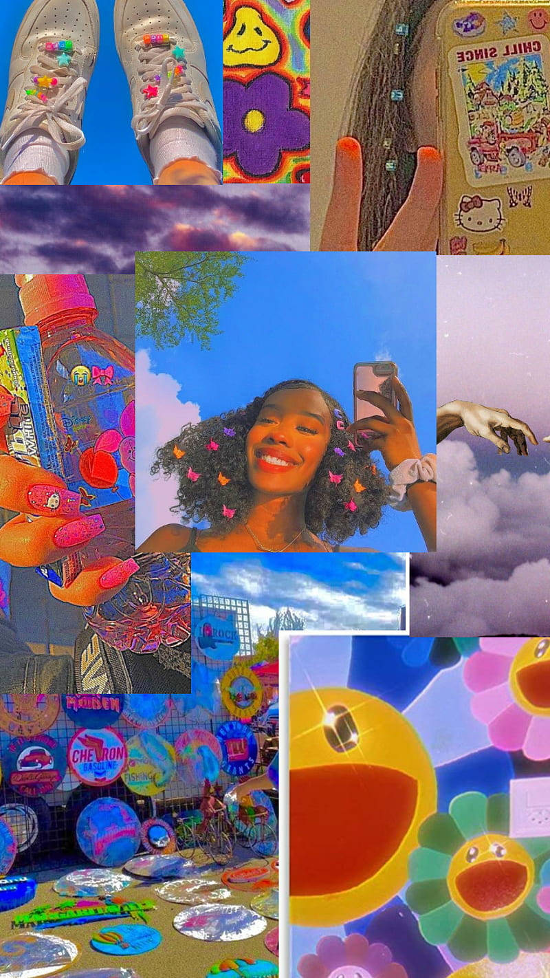 Indie Kid Estetiese Collage Oulike Goed Muurpapier
