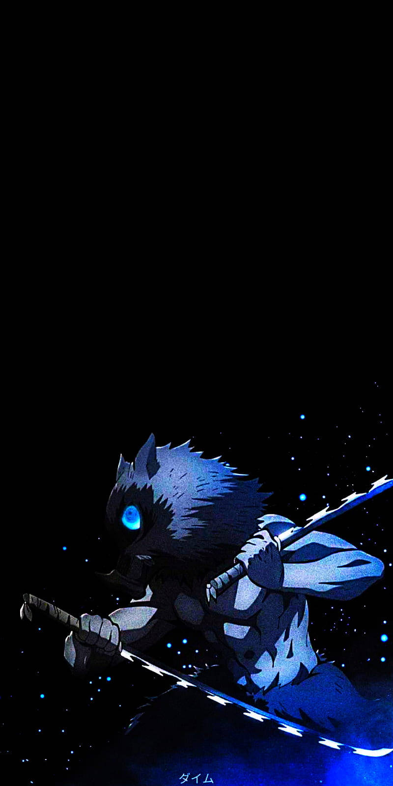 Inosuke Blou Oë Demon Slayer iPhone Muurpapier