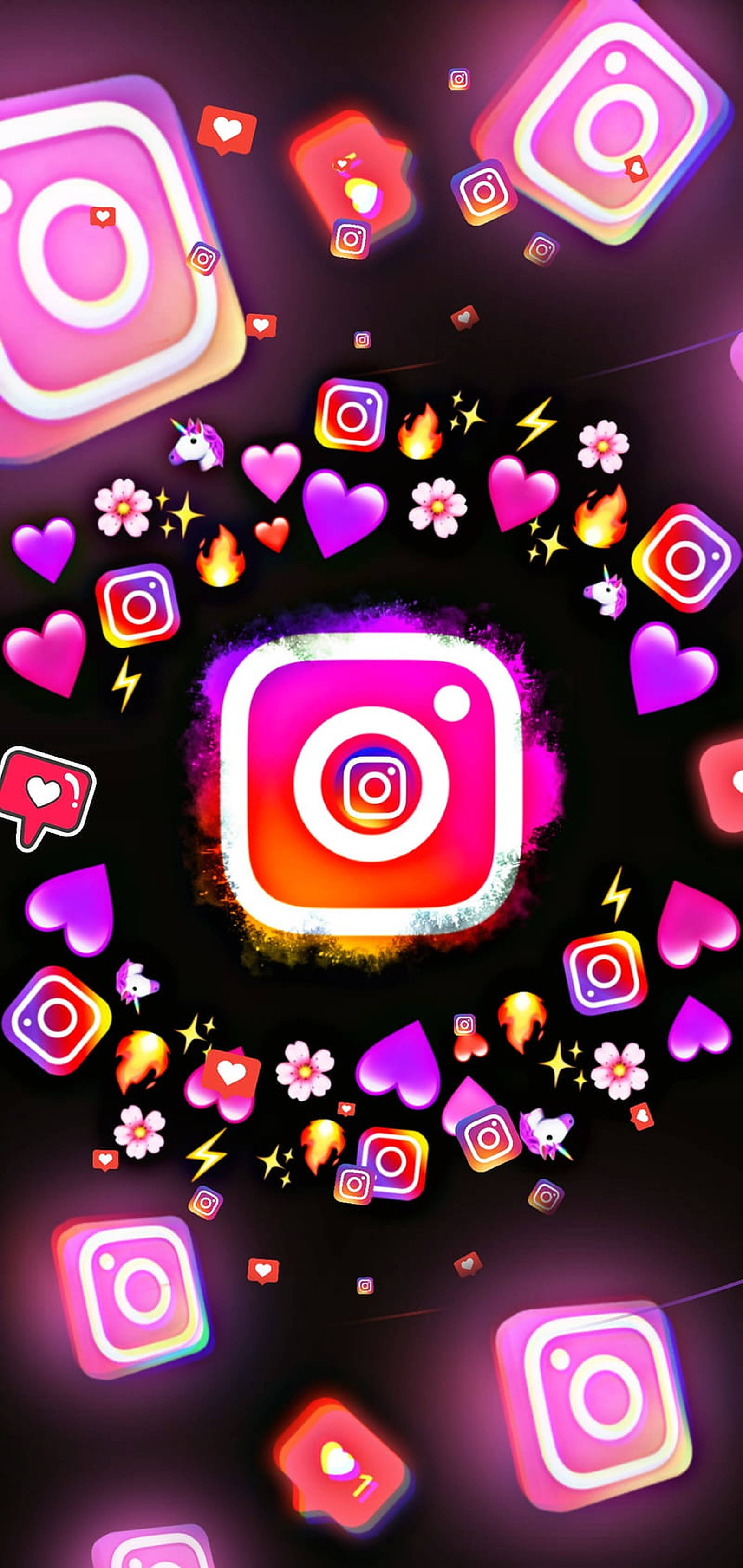 Instagram-ikoon en Emoji's Muurpapier