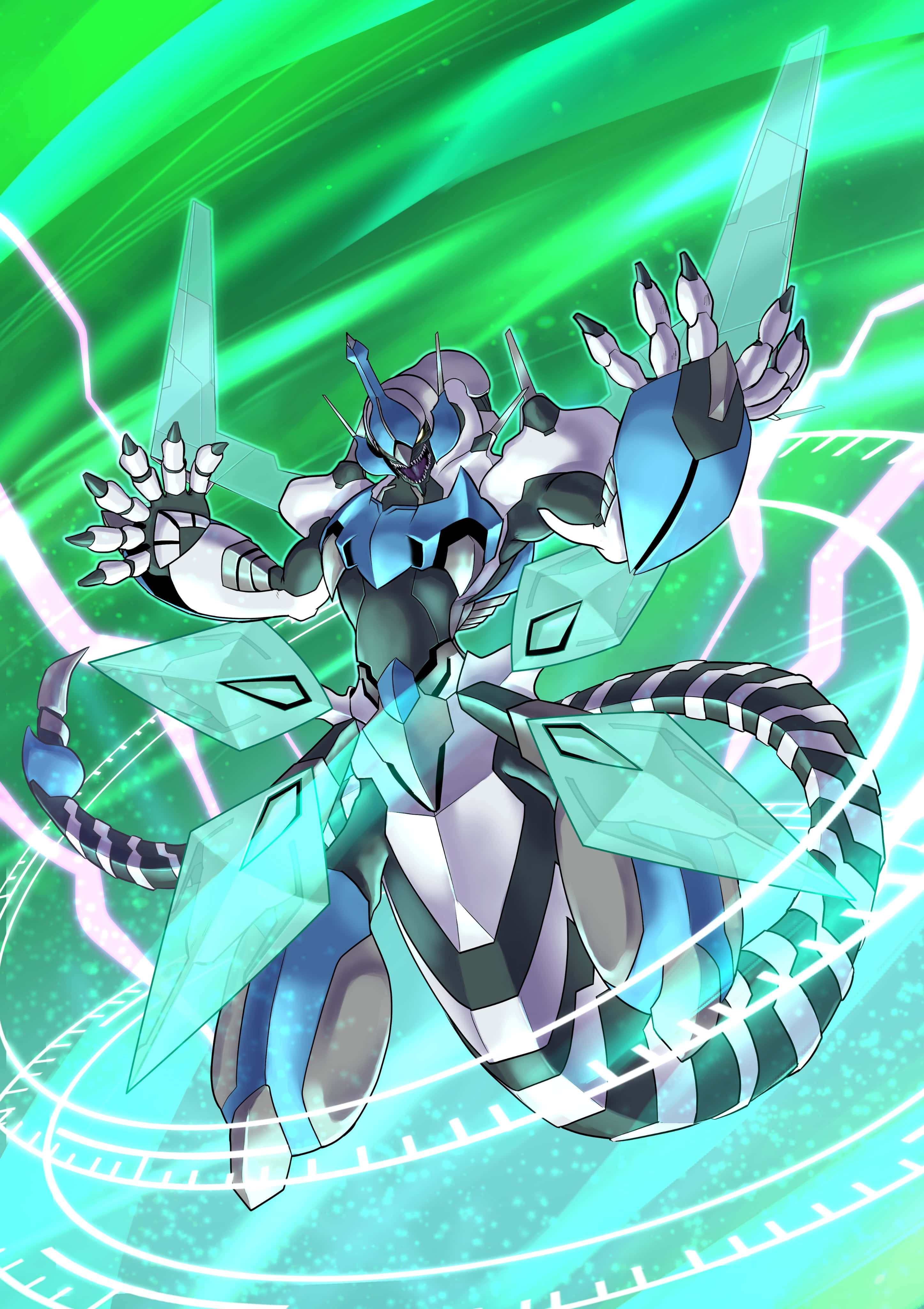 Intense, betowerende tweestryd tussen Yu-Gi-Oh-drake Muurpapier