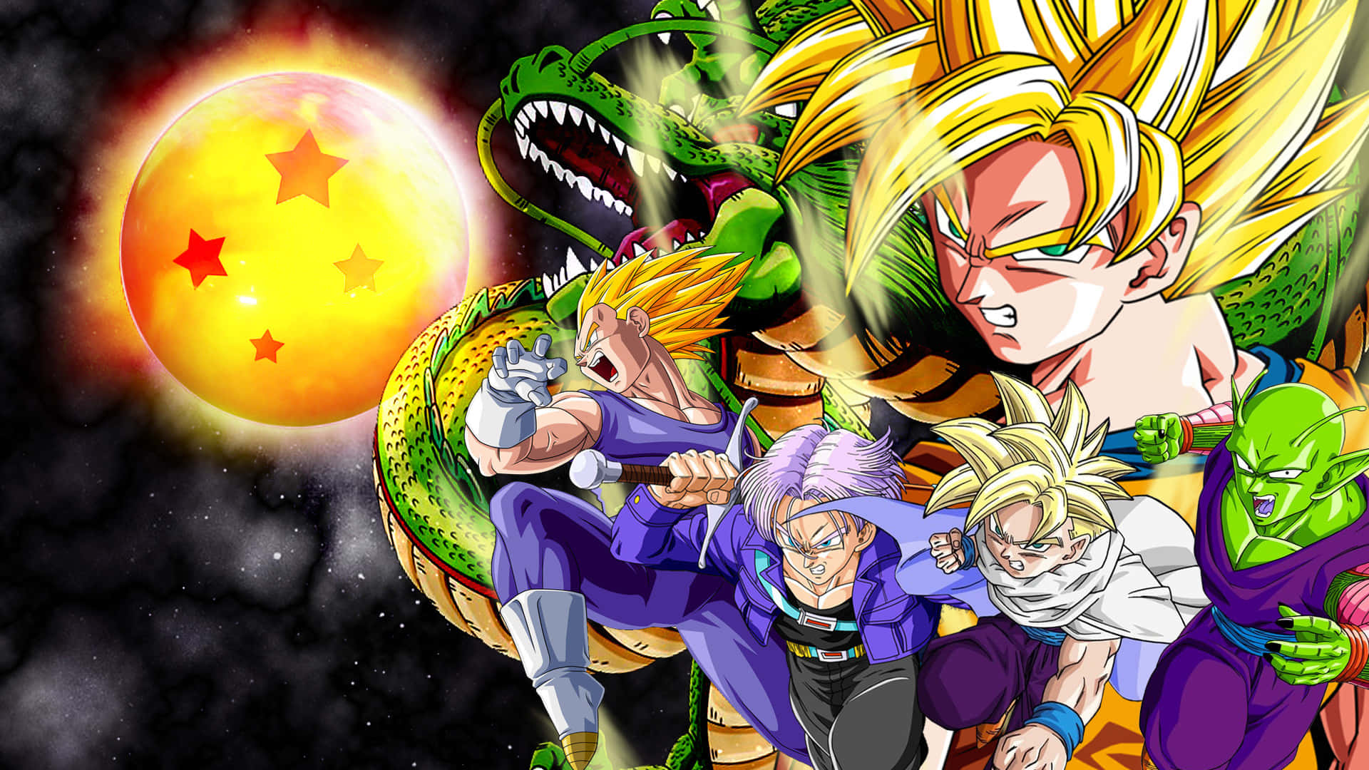 Intense gevegspos van Goku van Dragon Ball Z Muurpapier