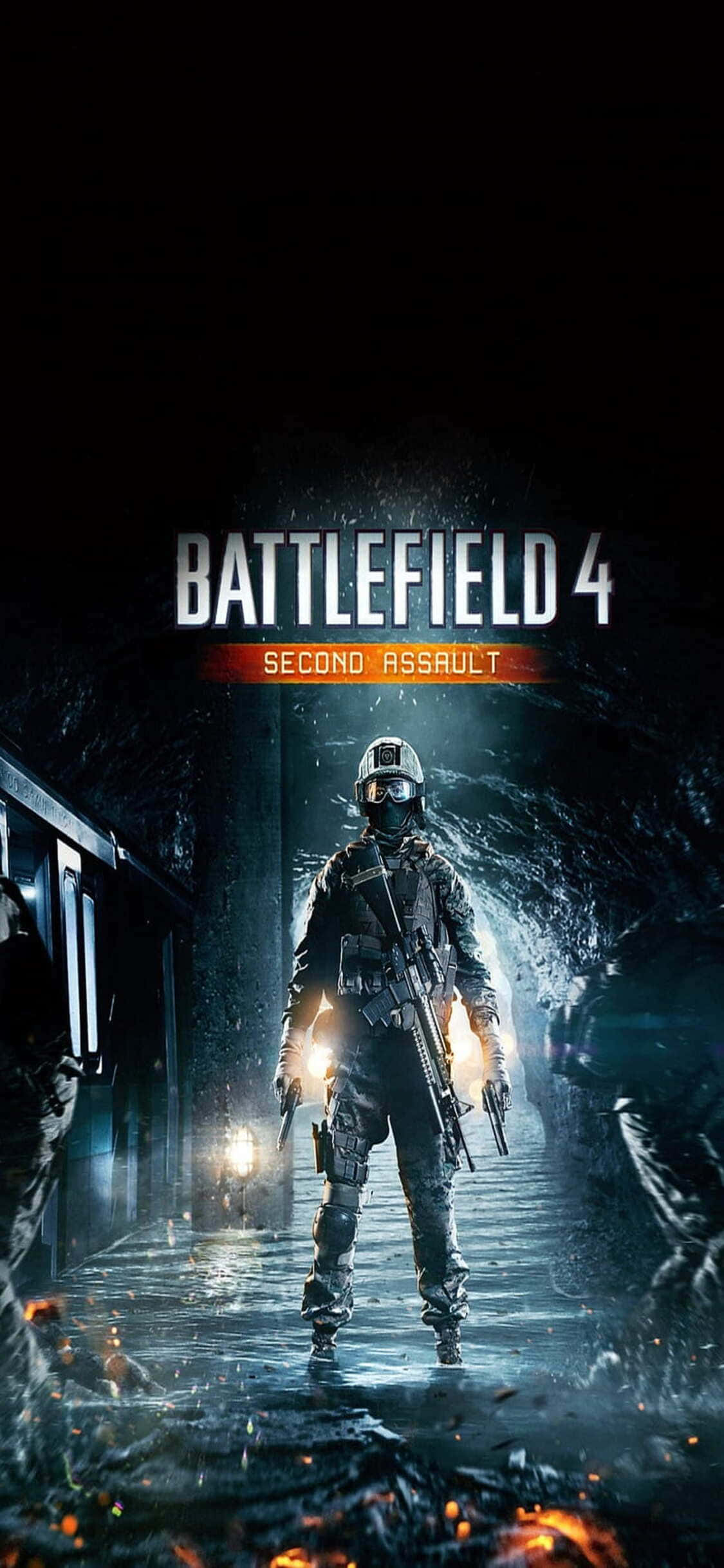 Intense slagveldaksie wag met iPhone X en Battlefield 4 Muurpapier