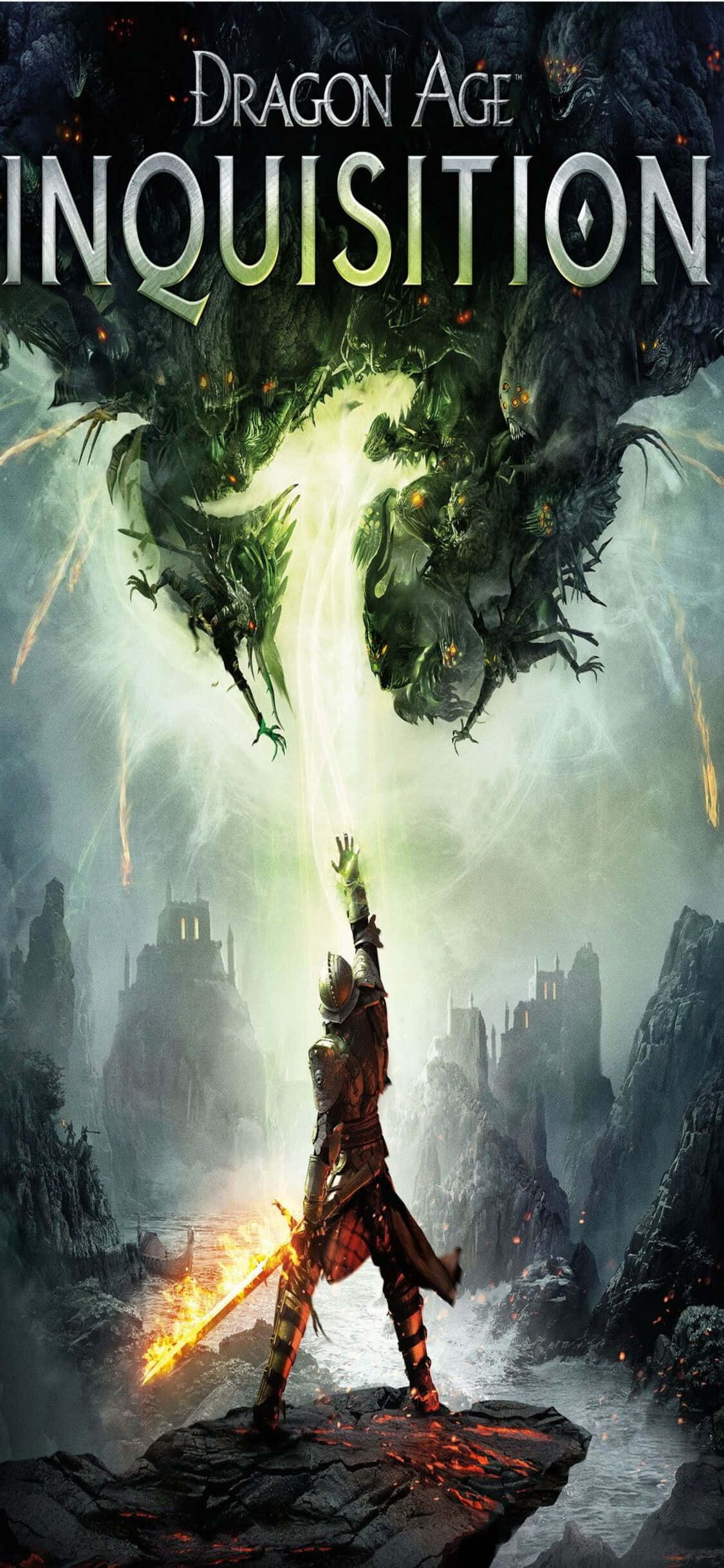 Intense Spel op jou iPhone Xs met Dragon Age Inquisition Muurpapier