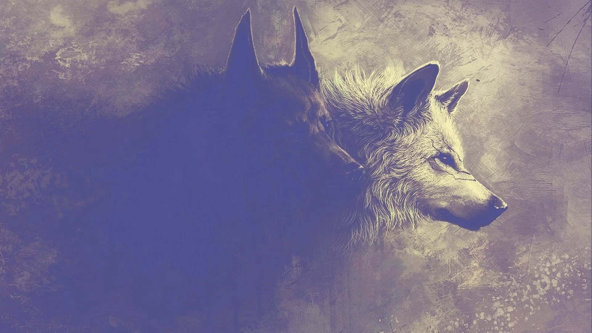 Intense Stare van 'n Majestueuse Koel Wolf Muurpapier