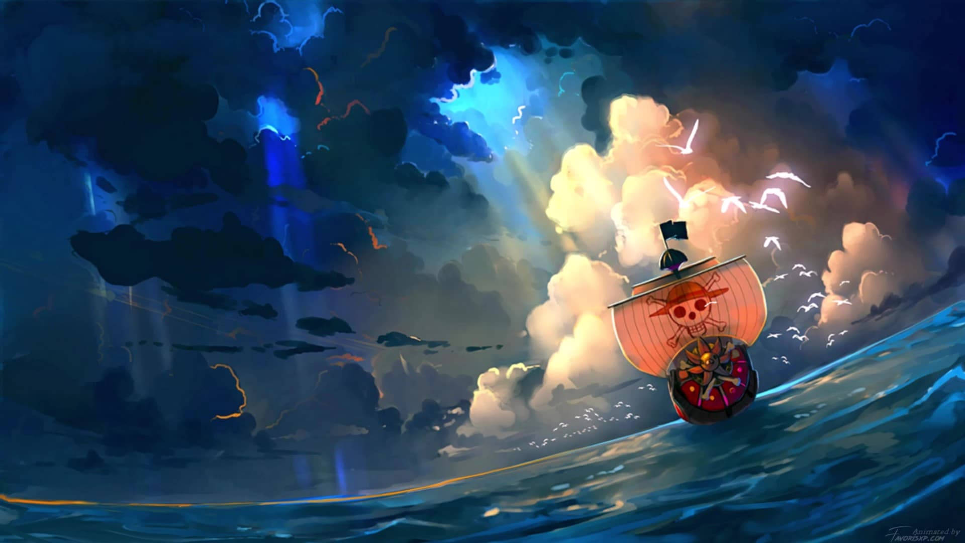 Interaktiewe One Piece-kunswerk Muurpapier