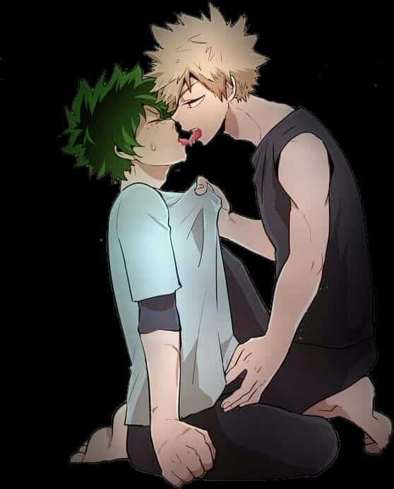 Intieme Oomblik Anime Karakters Muurpapier