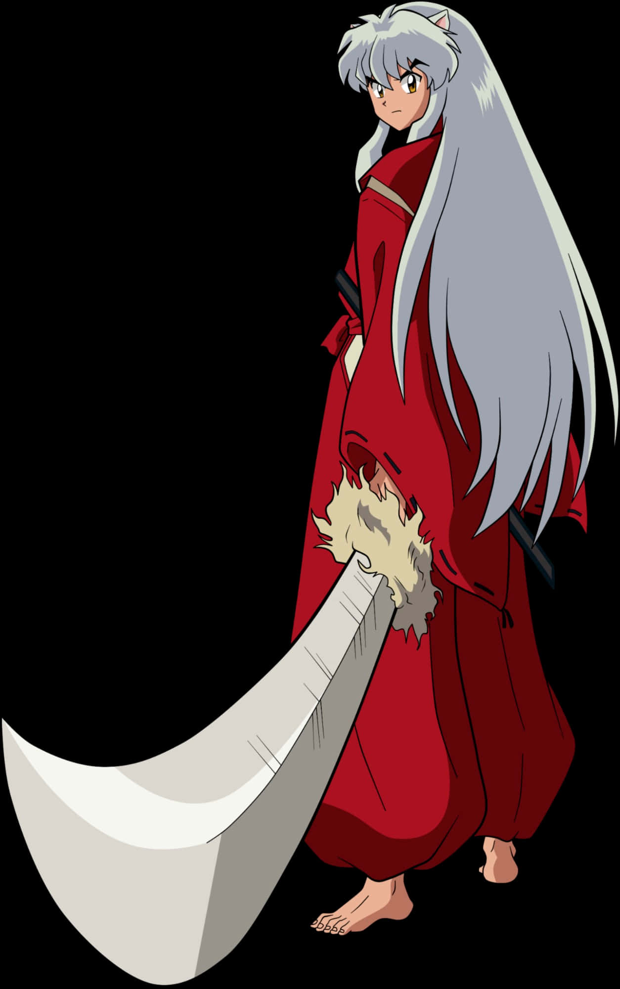 Inuyasha wat die Kragtige Tessaiga-swaard hanteer Muurpapier