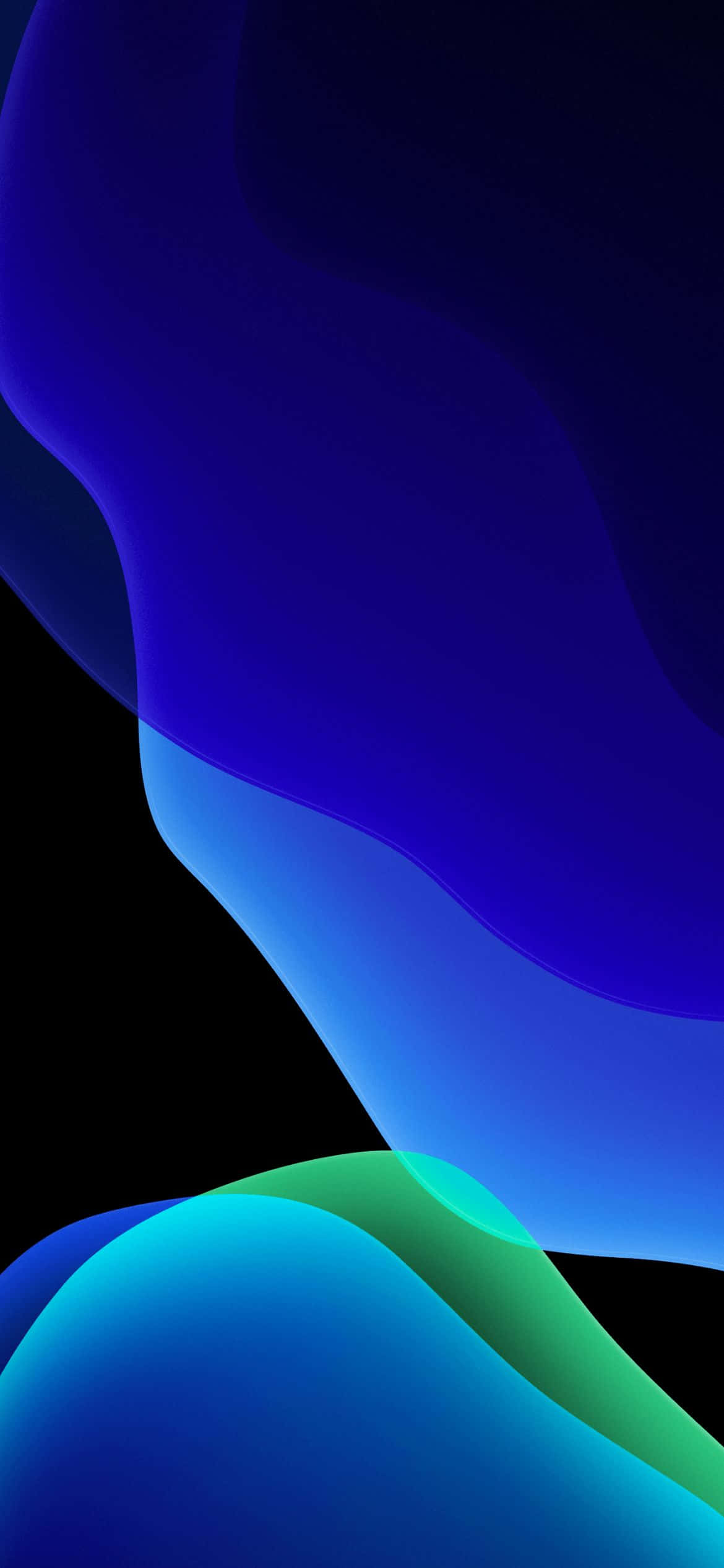 iOS 13 Blou en Groen Agtergrond Muurpapier
