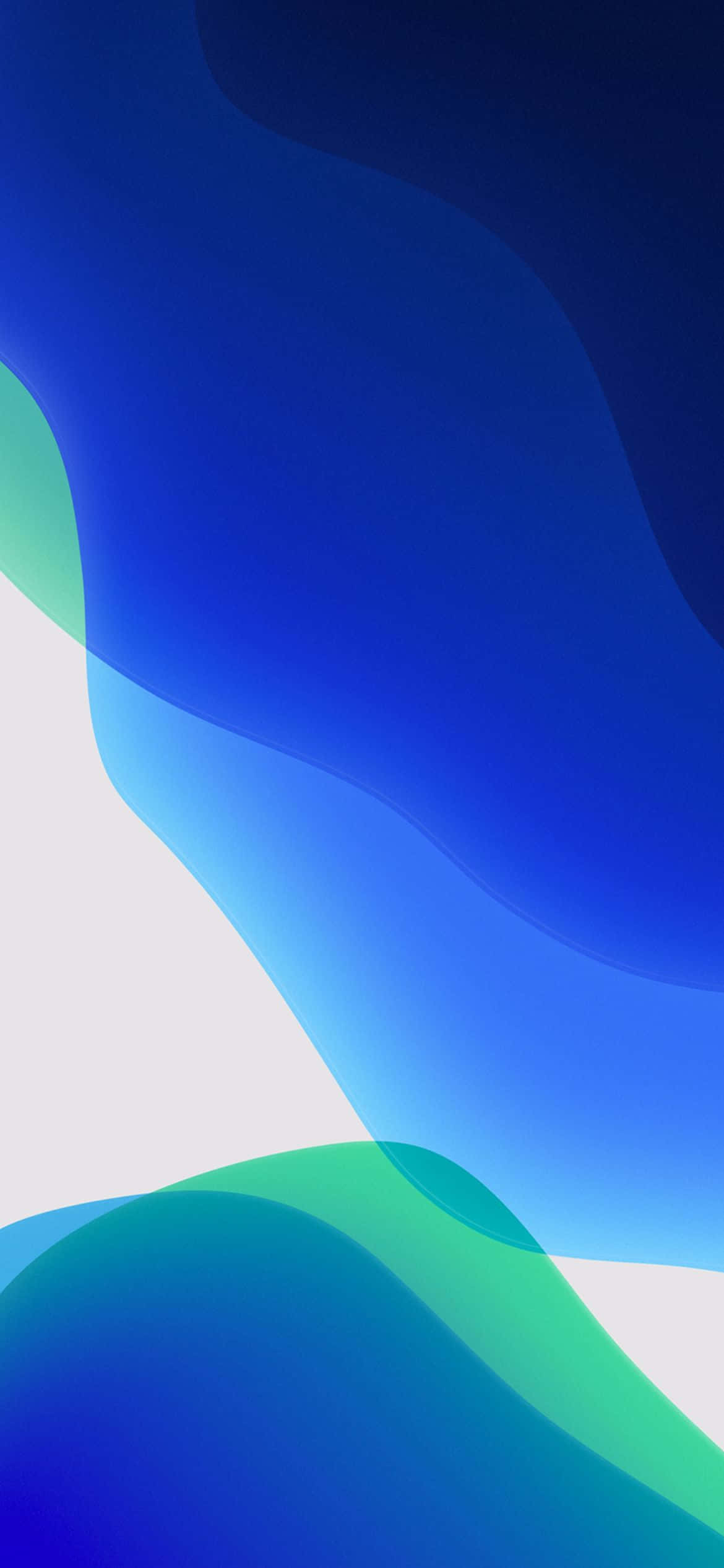 iOS 13 Wit, Blou en Groen Agtergrond Muurpapier
