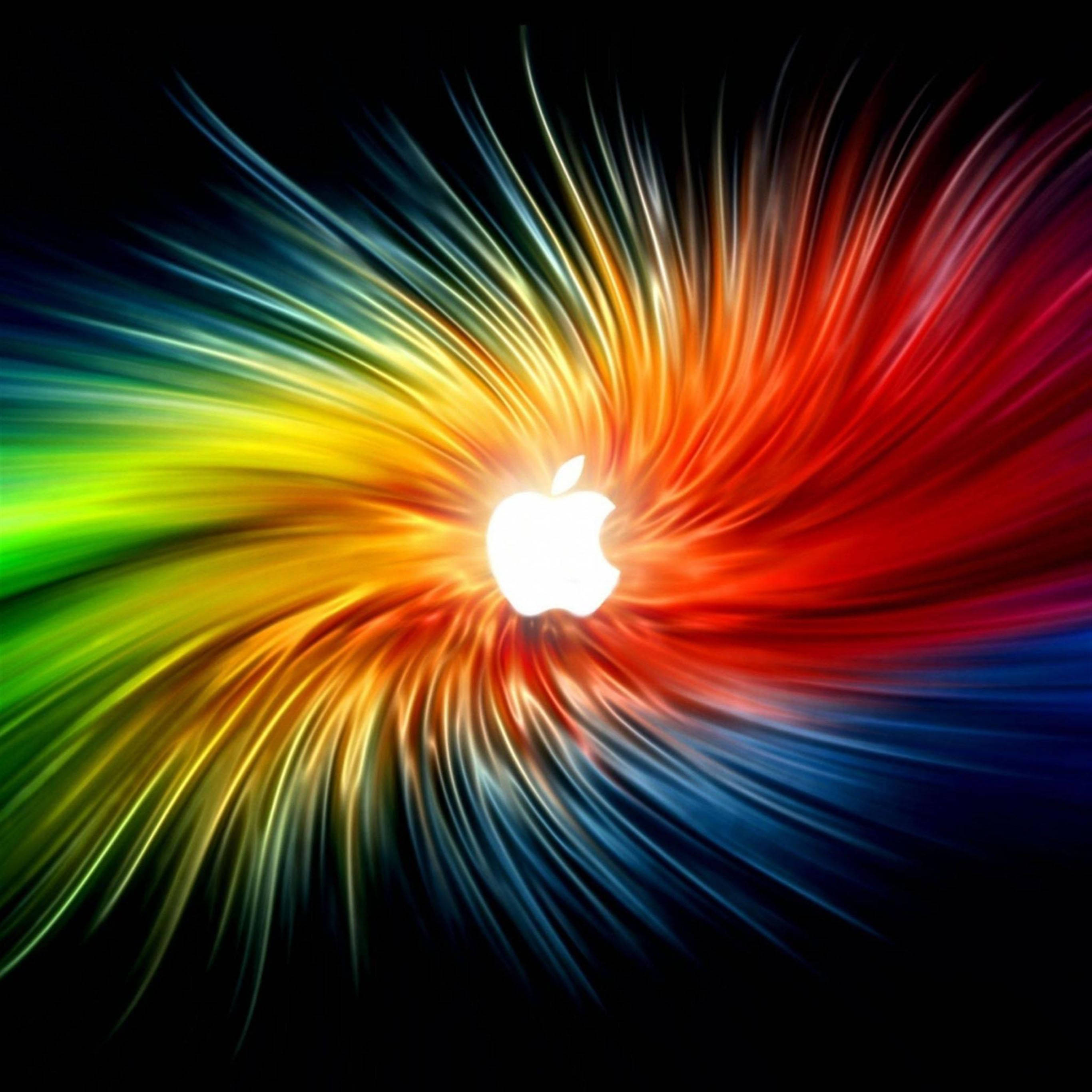 iPad Pro Apple-logo op Reënboogdoek Muurpapier