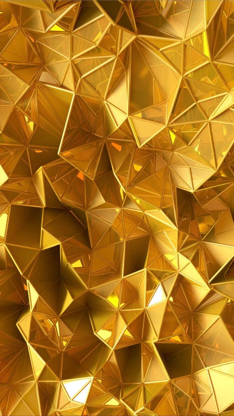 iPhone 12 Pro Max Goud Poligonaal Muurpapier