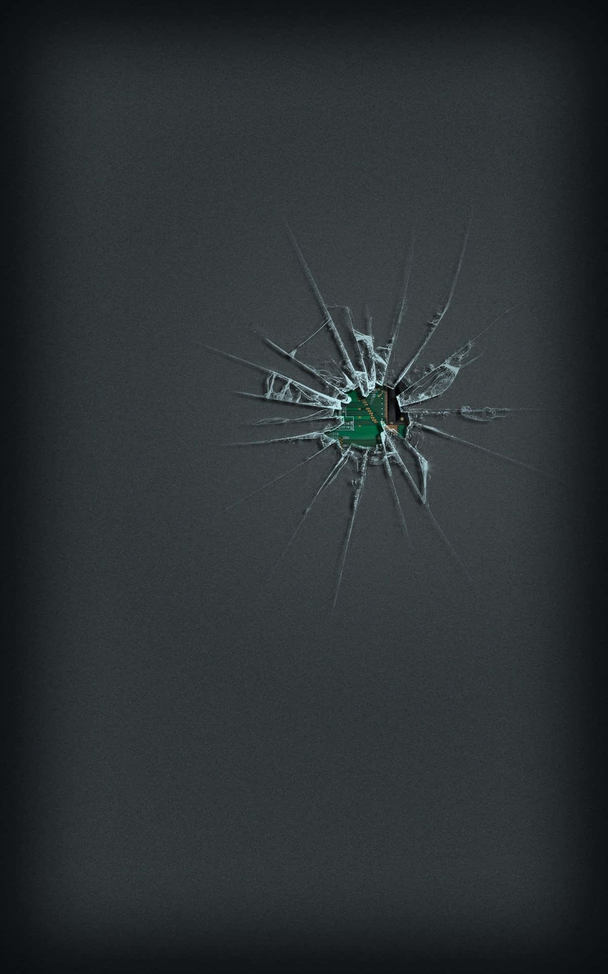 iPhone gekraakte skerm gat wat binnekant wys Muurpapier