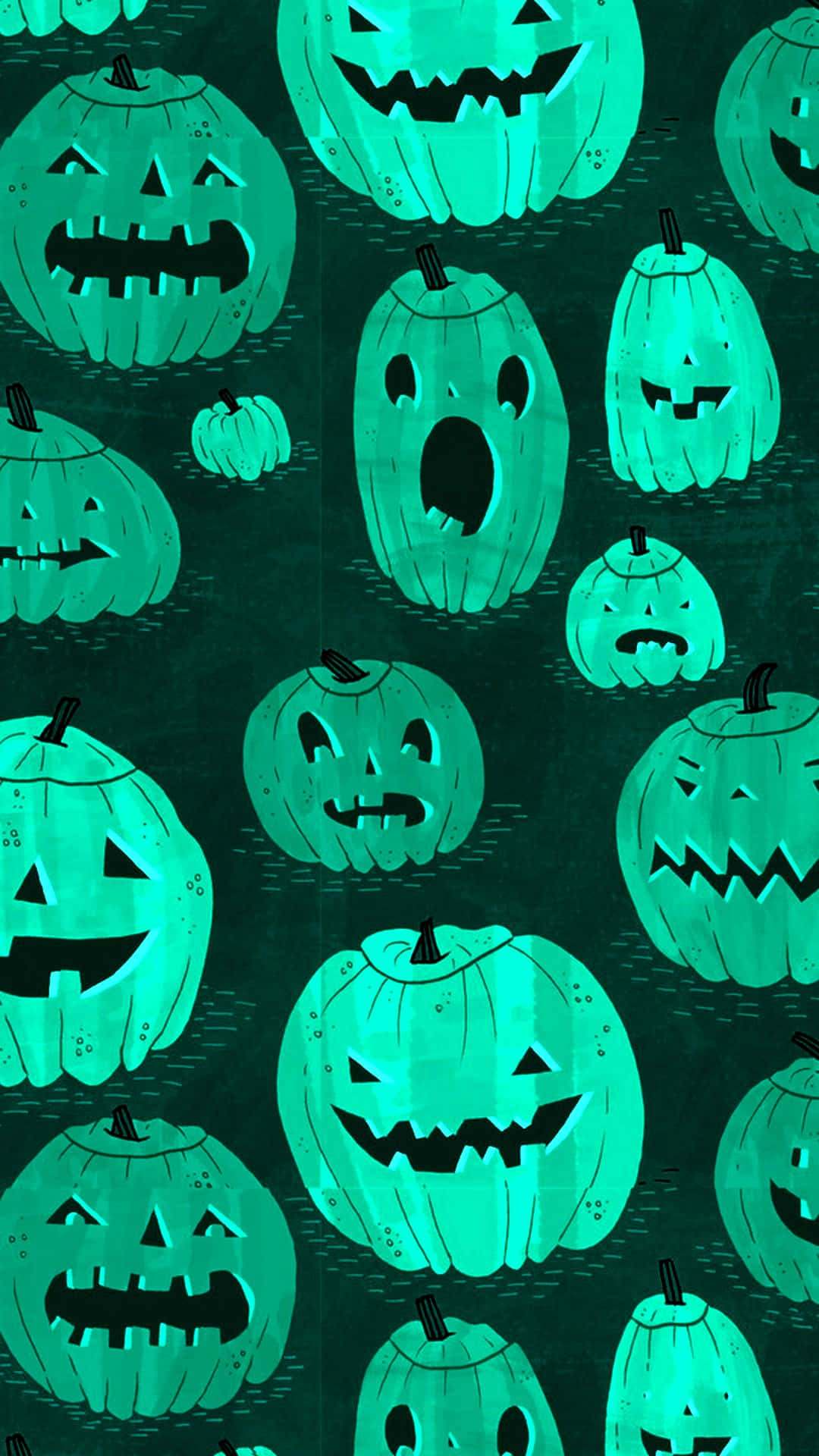 iPhone Halloween-agtergrond van Groen Jack O'Lanterns Muurpapier