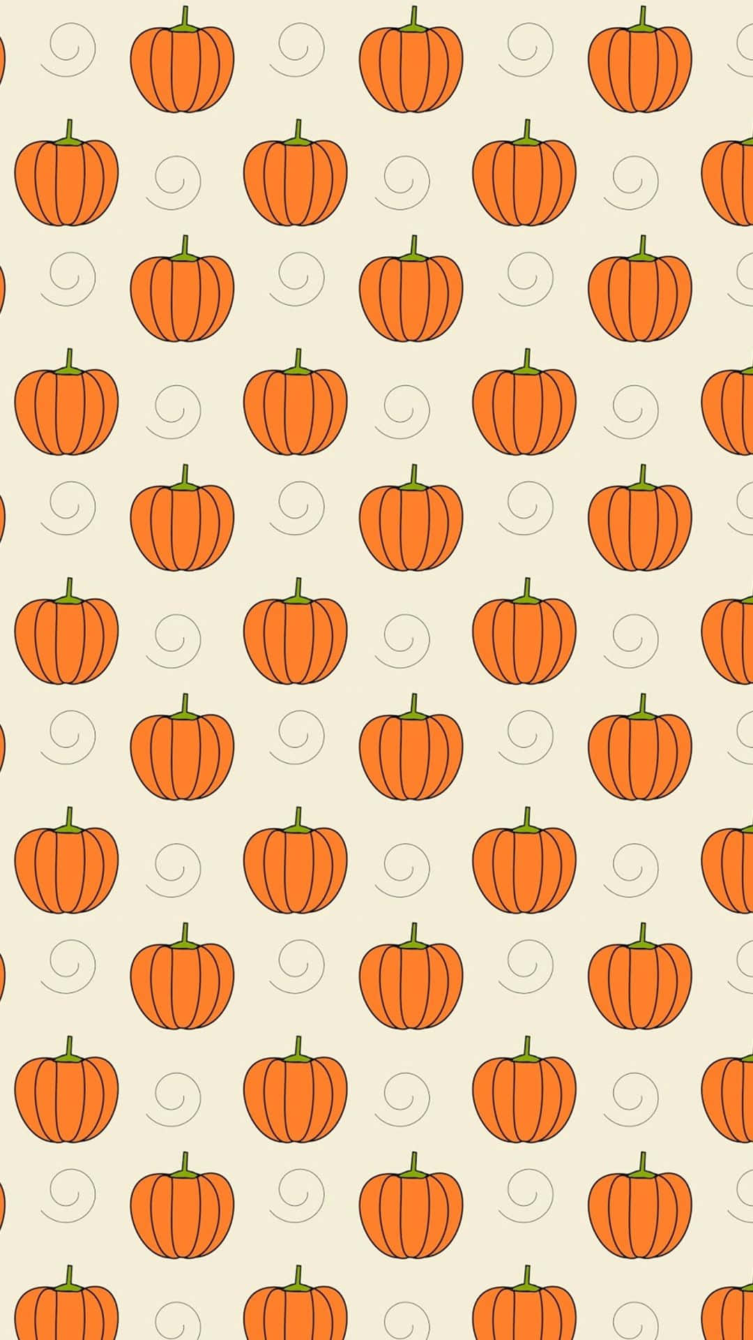 iPhone Halloween-agtergrond van Pampoene en Krulpatroon Muurpapier