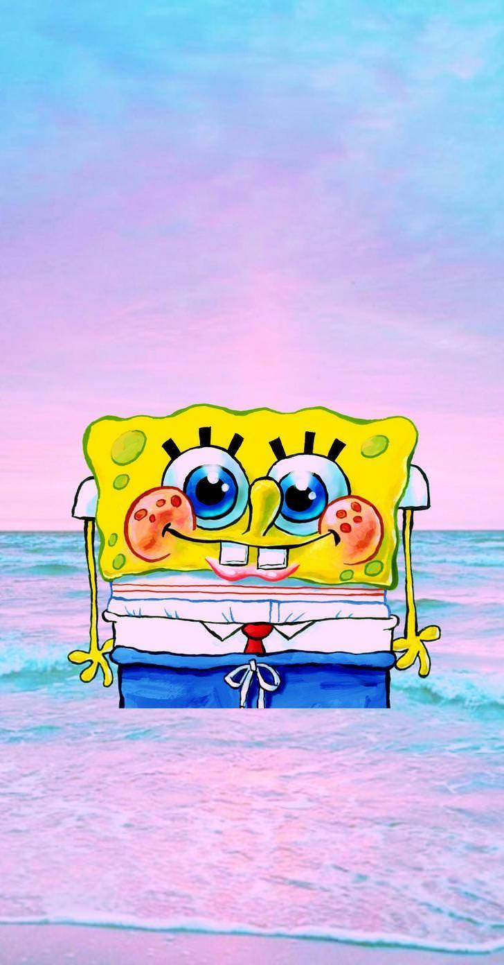 iPhone Pienk Estetiese Spongebob Muurpapier