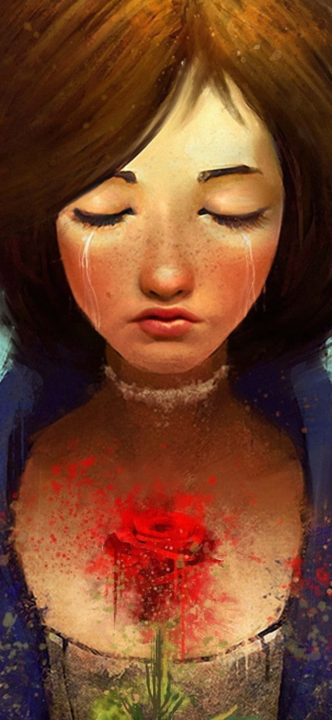 iPhone X Bioshock Infinite Agtergrond Fanart Tekening Elizabeth Huil Muurpapier
