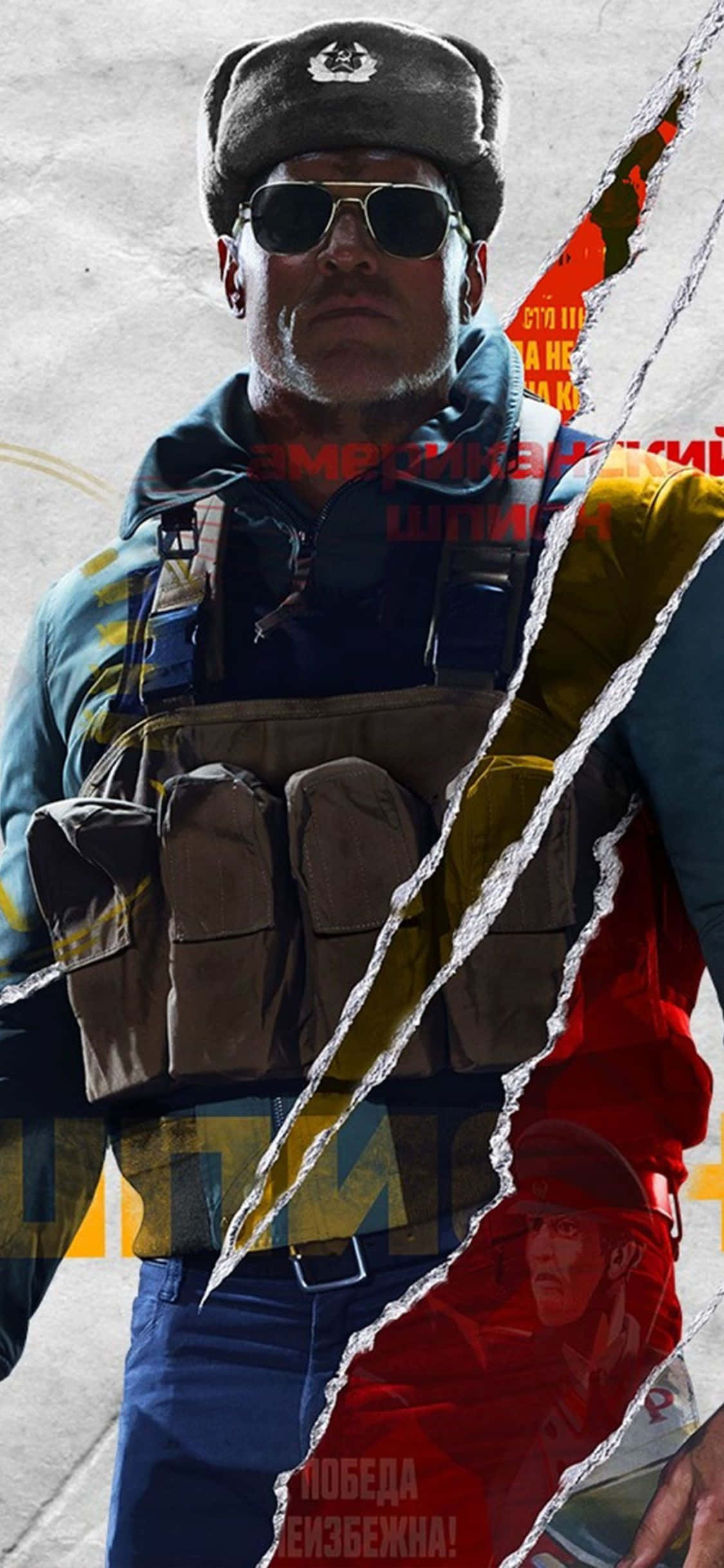 iPhone X Call Of Duty Black Ops Cold War Agtergrond Russiese Karakter Muurpapier