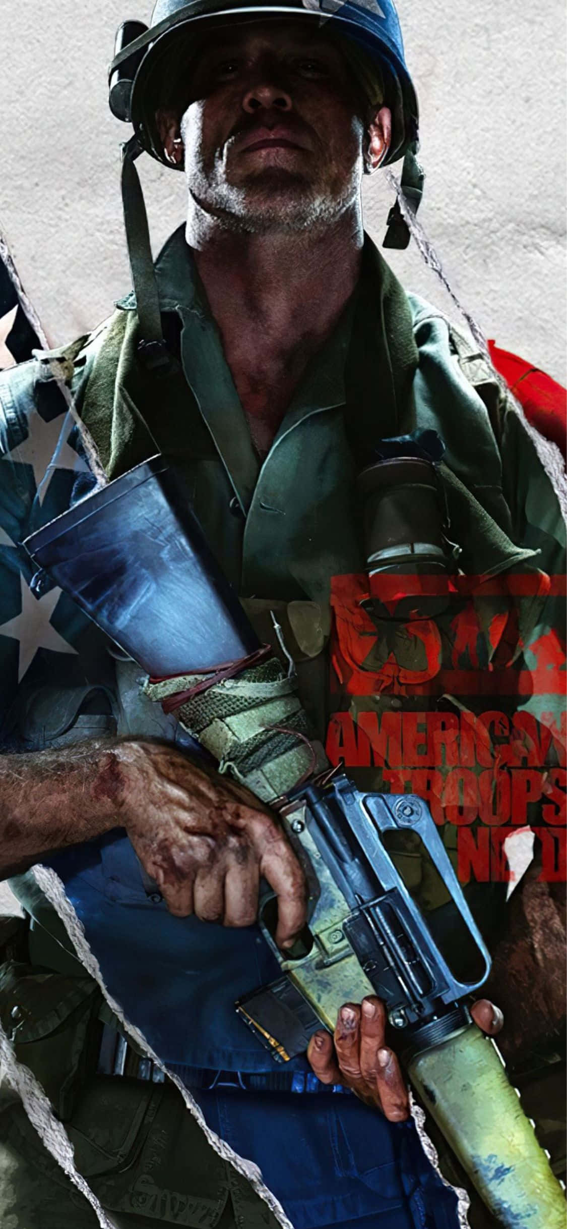iPhone X Call Of Duty Black Ops Cold War Agtergrond Amerikaanse Karakter Muurpapier