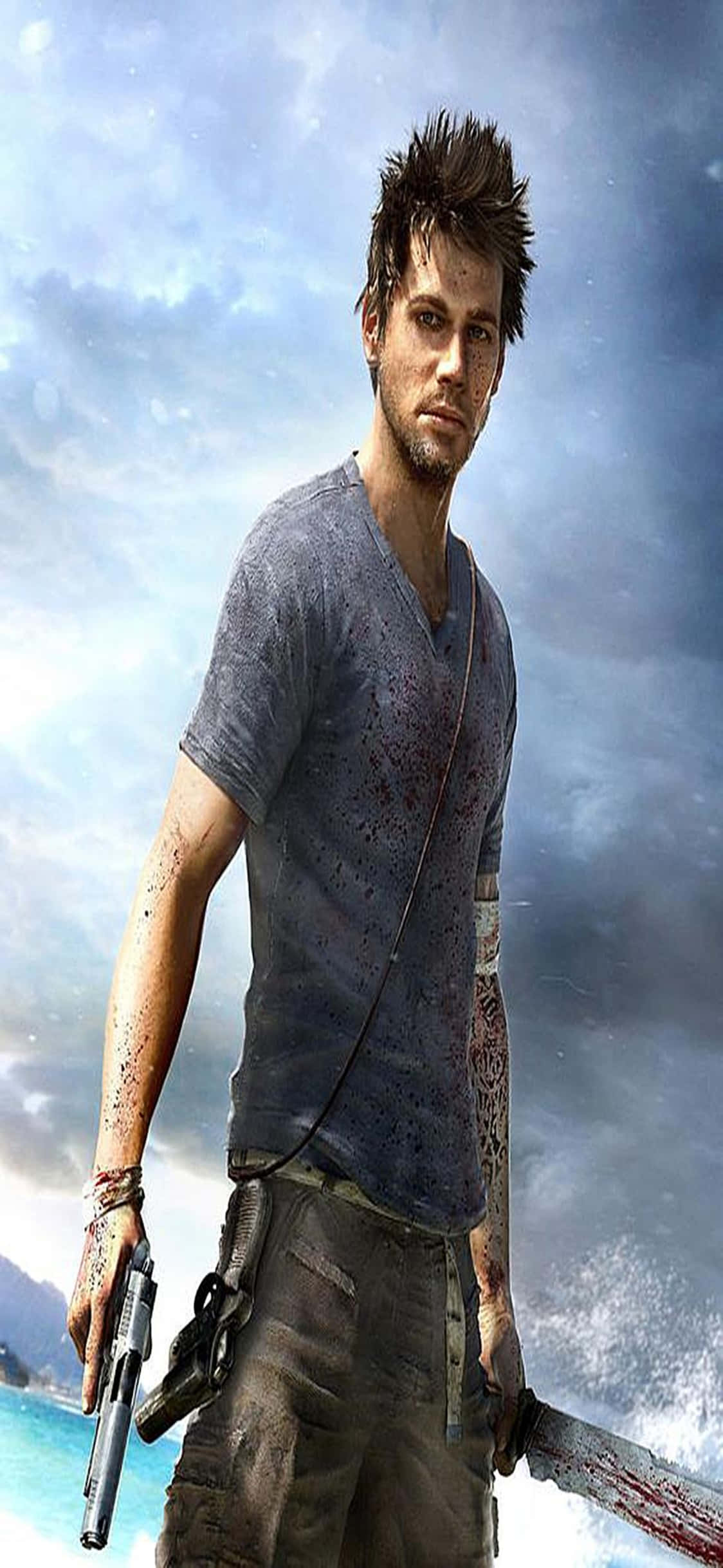 iPhone X Far Cry 3 Jason Brody Kapmes Agtergrond Muurpapier