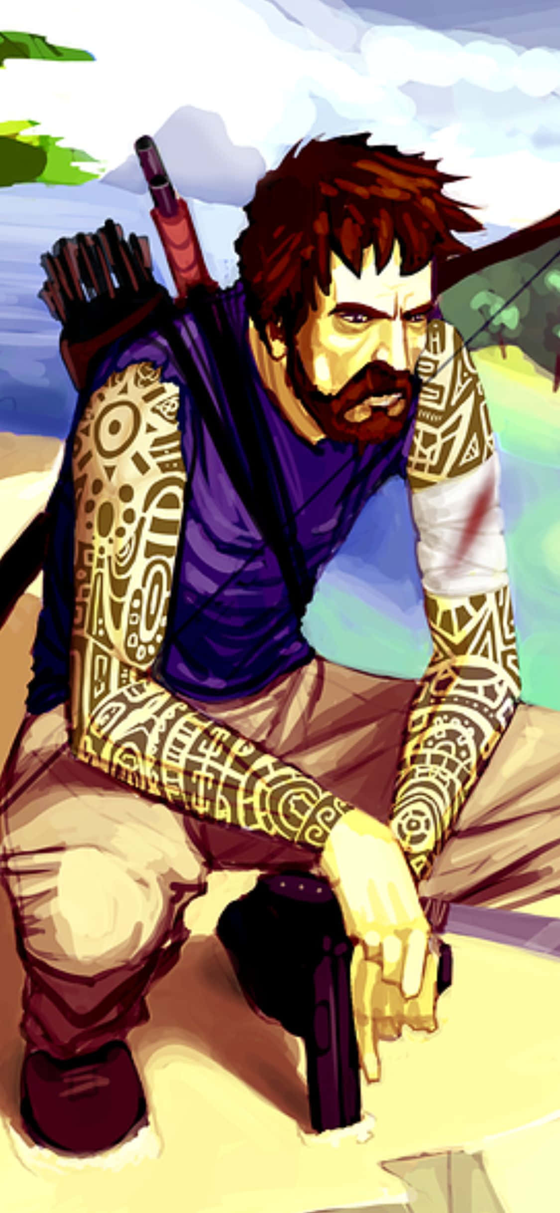 iPhone X Far Cry 3 Jason Brody Strand Agtergrond Muurpapier