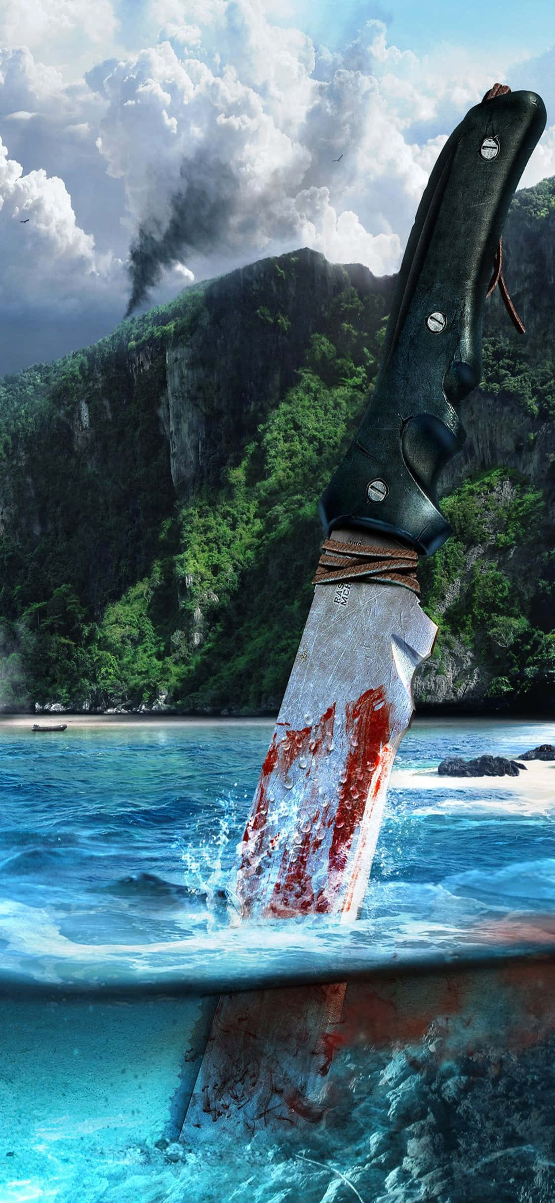 iPhone X Far Cry 3 Bloederige Mes Agtergrond Muurpapier