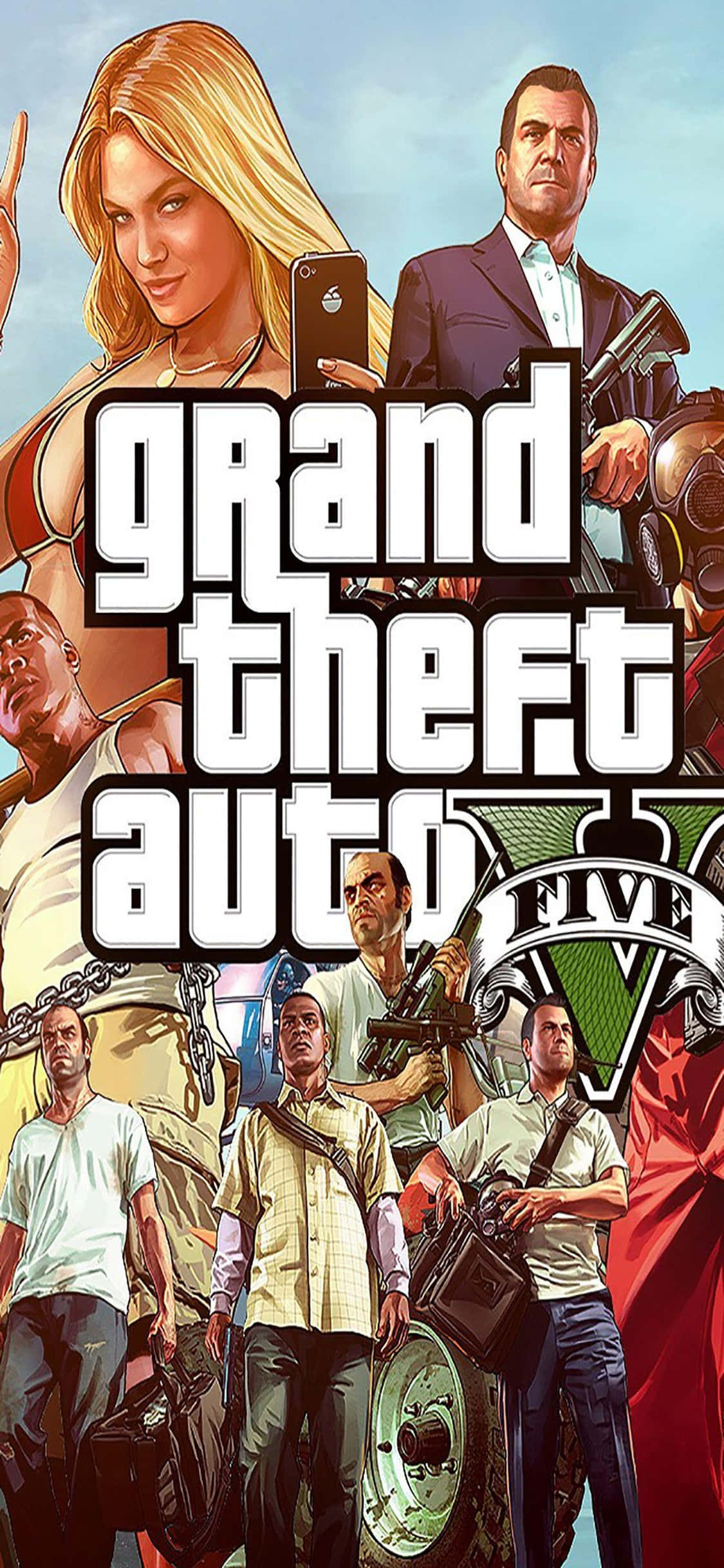 iPhone X Grand Theft Auto V Agtergrond Speletjie-Karakter Muurpapier