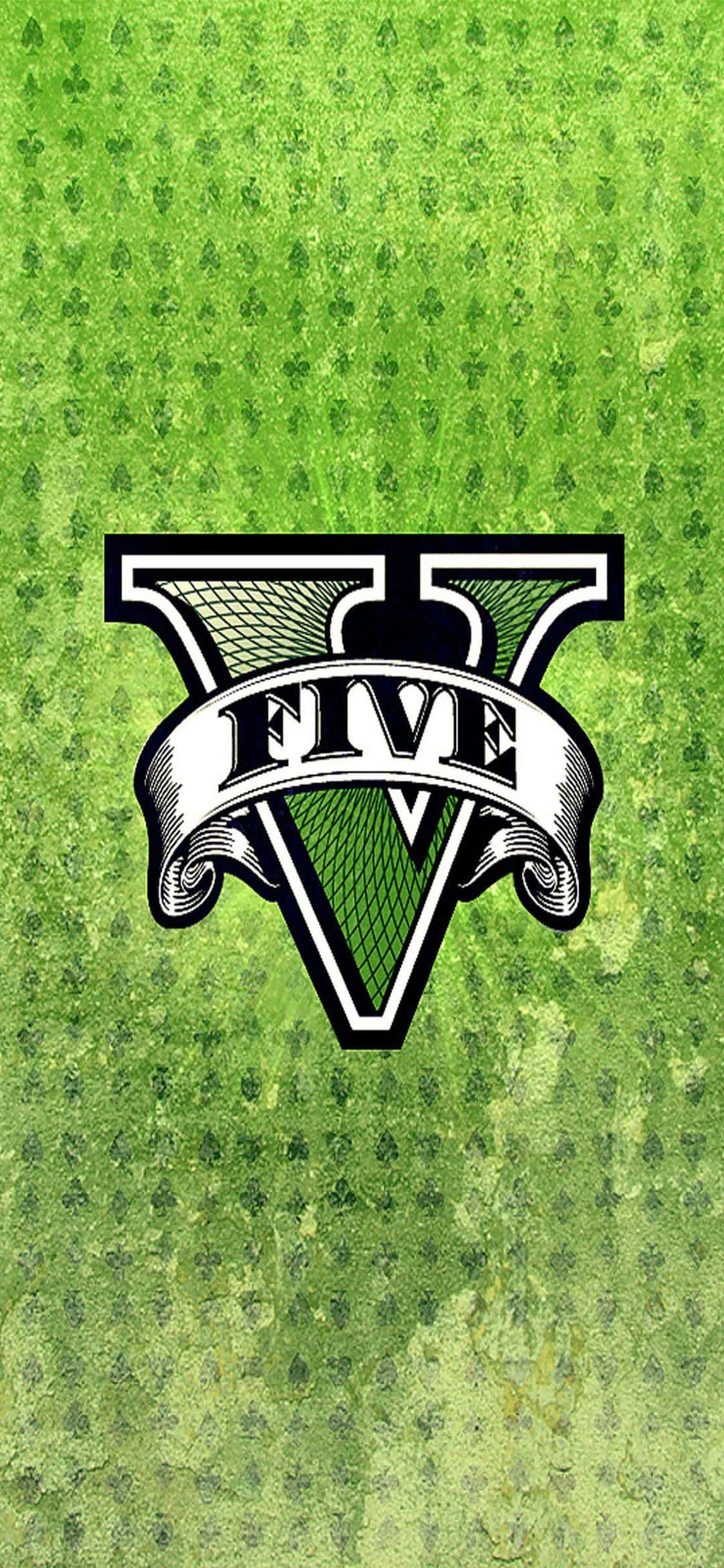 iPhone X Grand Theft Auto V-agtergrond & Spel-logo Muurpapier