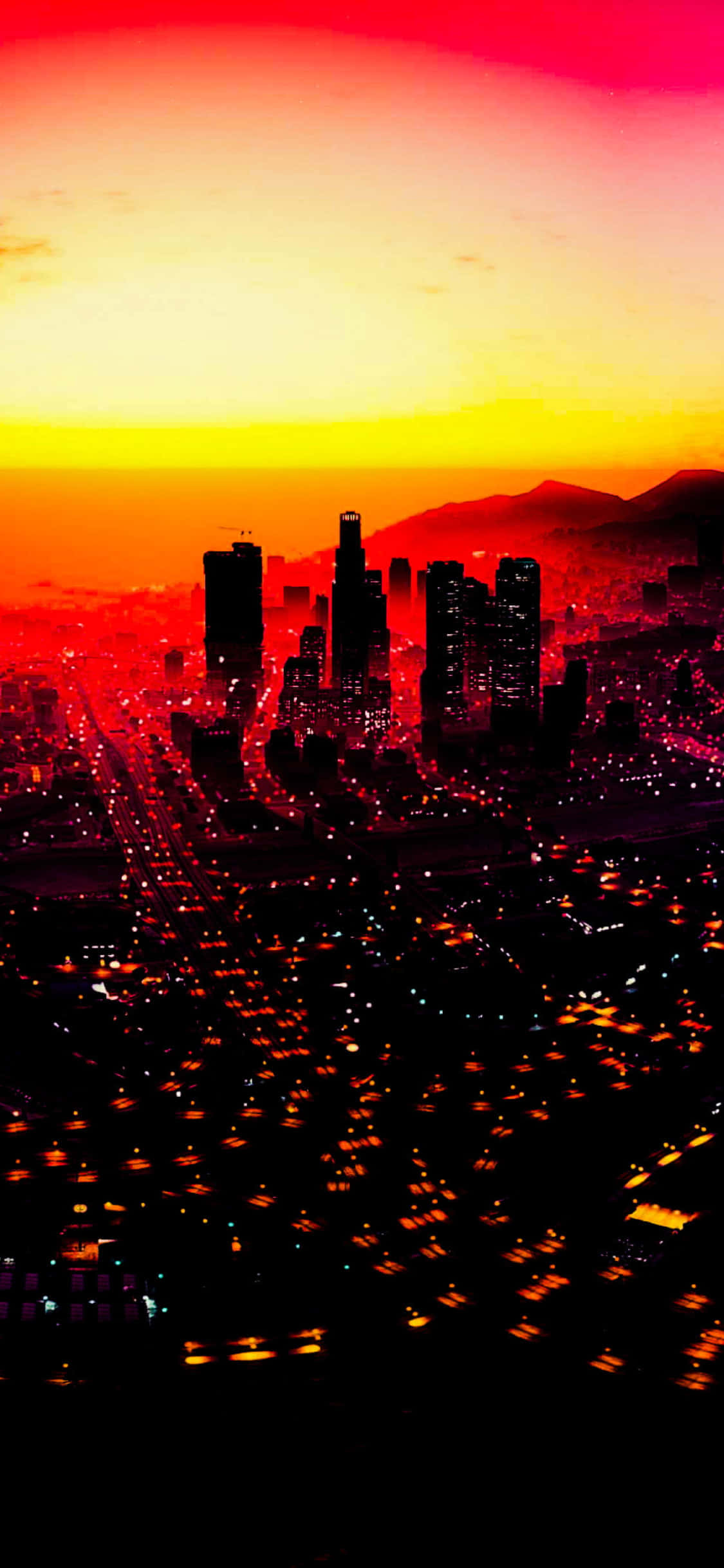iPhone X Grand Theft Auto V-agtergrond Rooi Sonsondergang Muurpapier